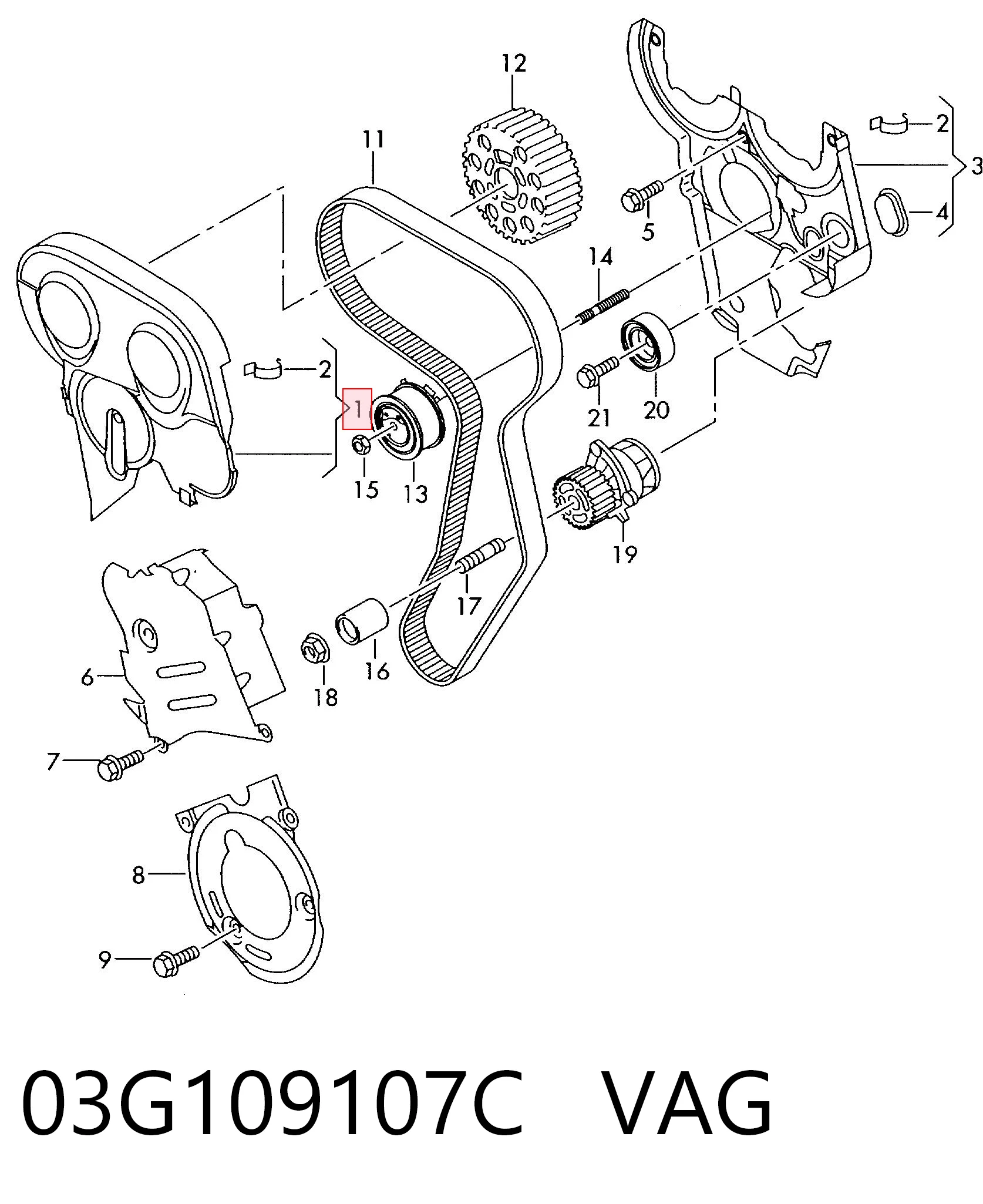 03G109107C VAG Cubierta superior de la correa de distribución