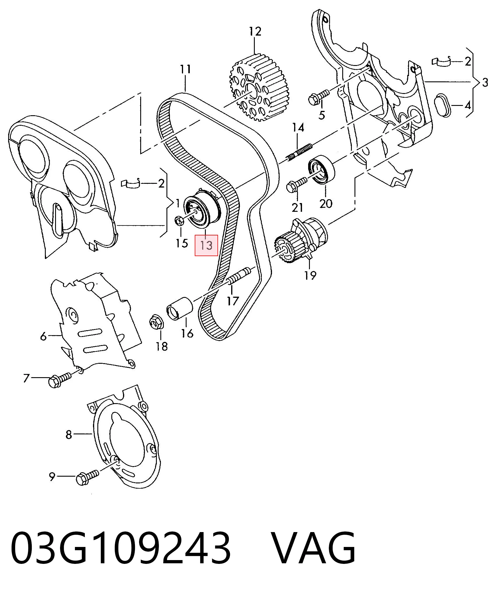 Tensor de la correa de distribución VAG 03G109243 precio, desde 39,20 EUR