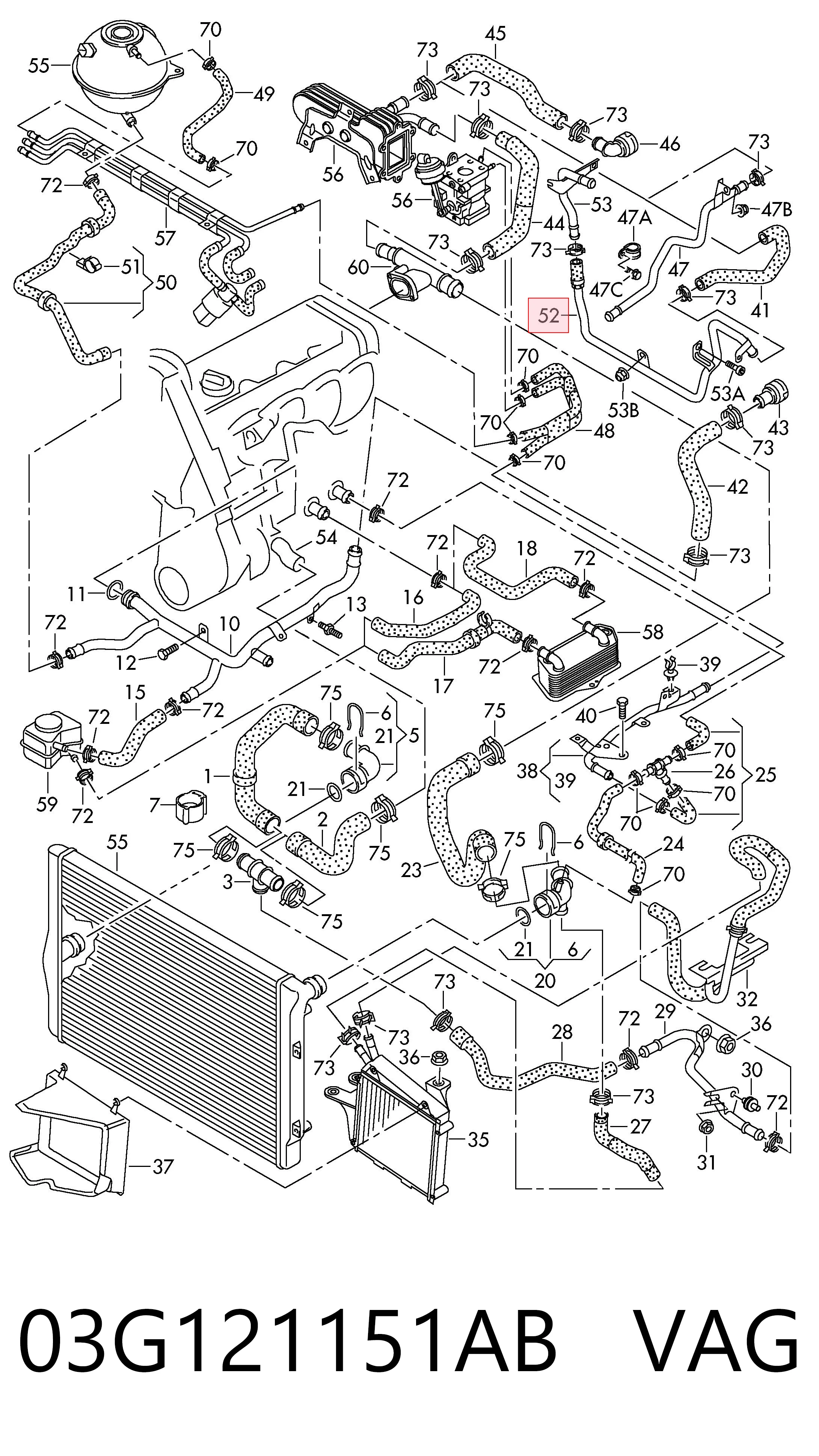 03G121151AB VAG Manguera de refrigeración