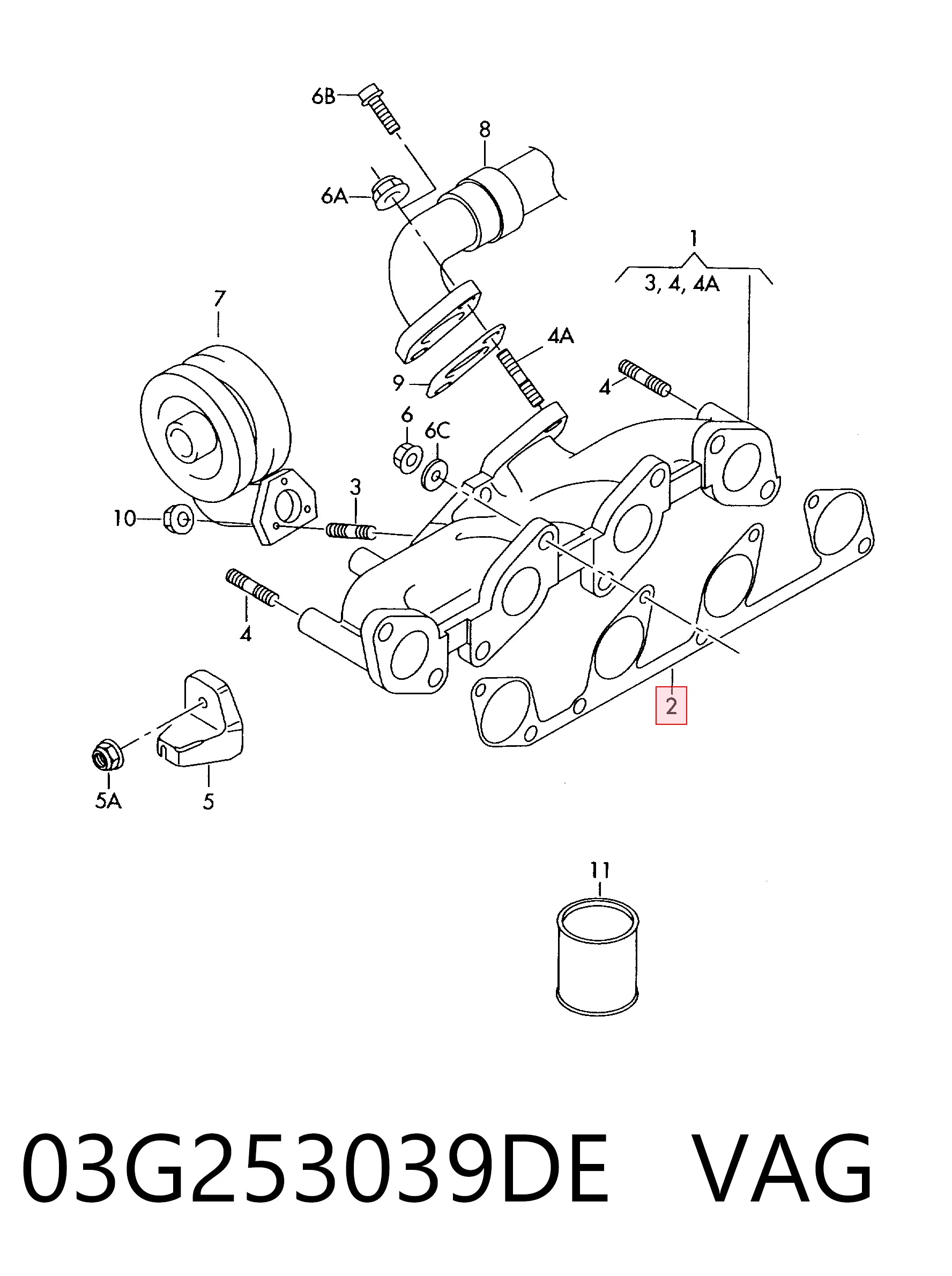 Junta de colector de escape Audi A6  (4F2)