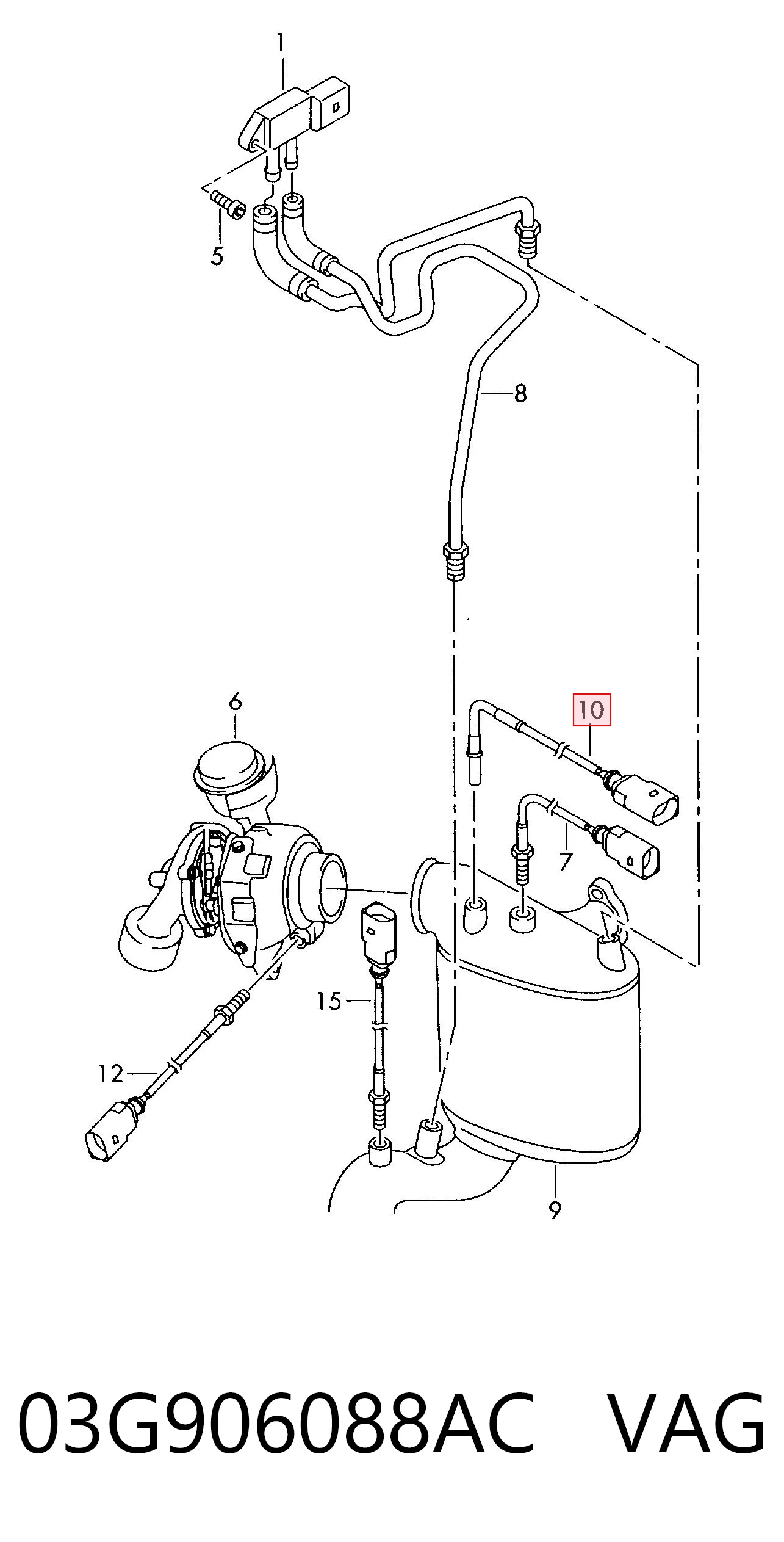 03G906088AC VAG Sensor de temperatura de gases de escape antes del filtro de partículas