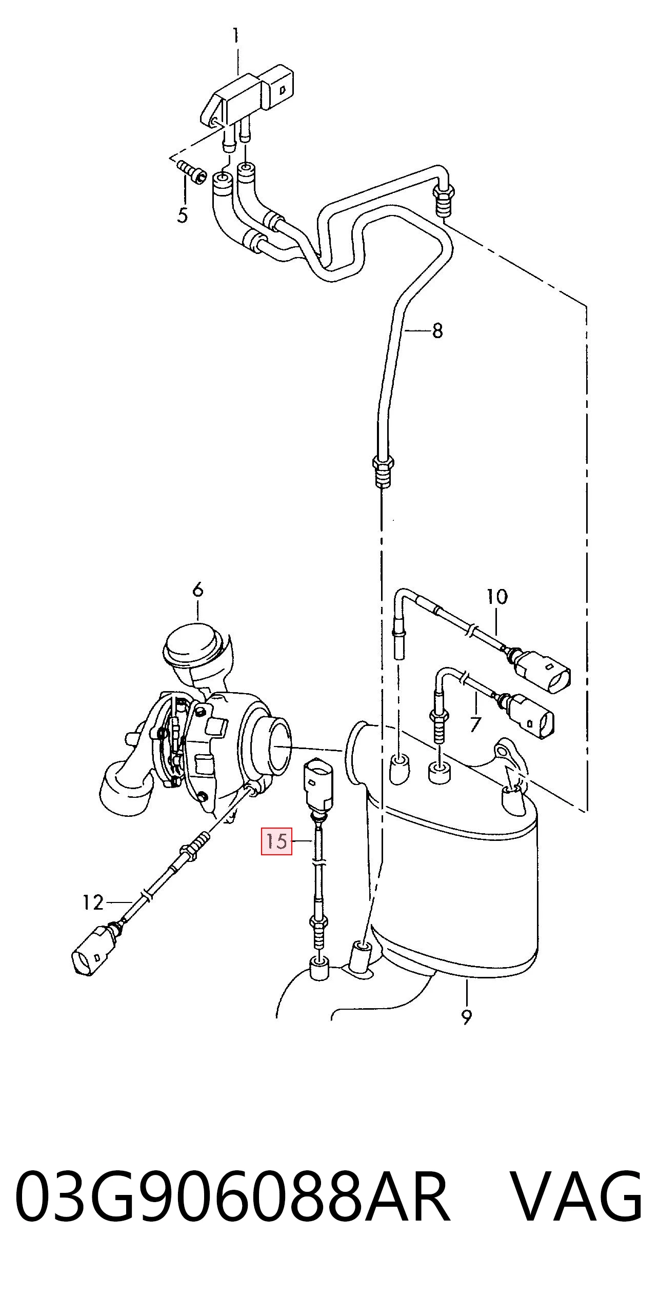 03G906088AR VAG Sensor de temperatura de gases de escape después del filtro de partículas