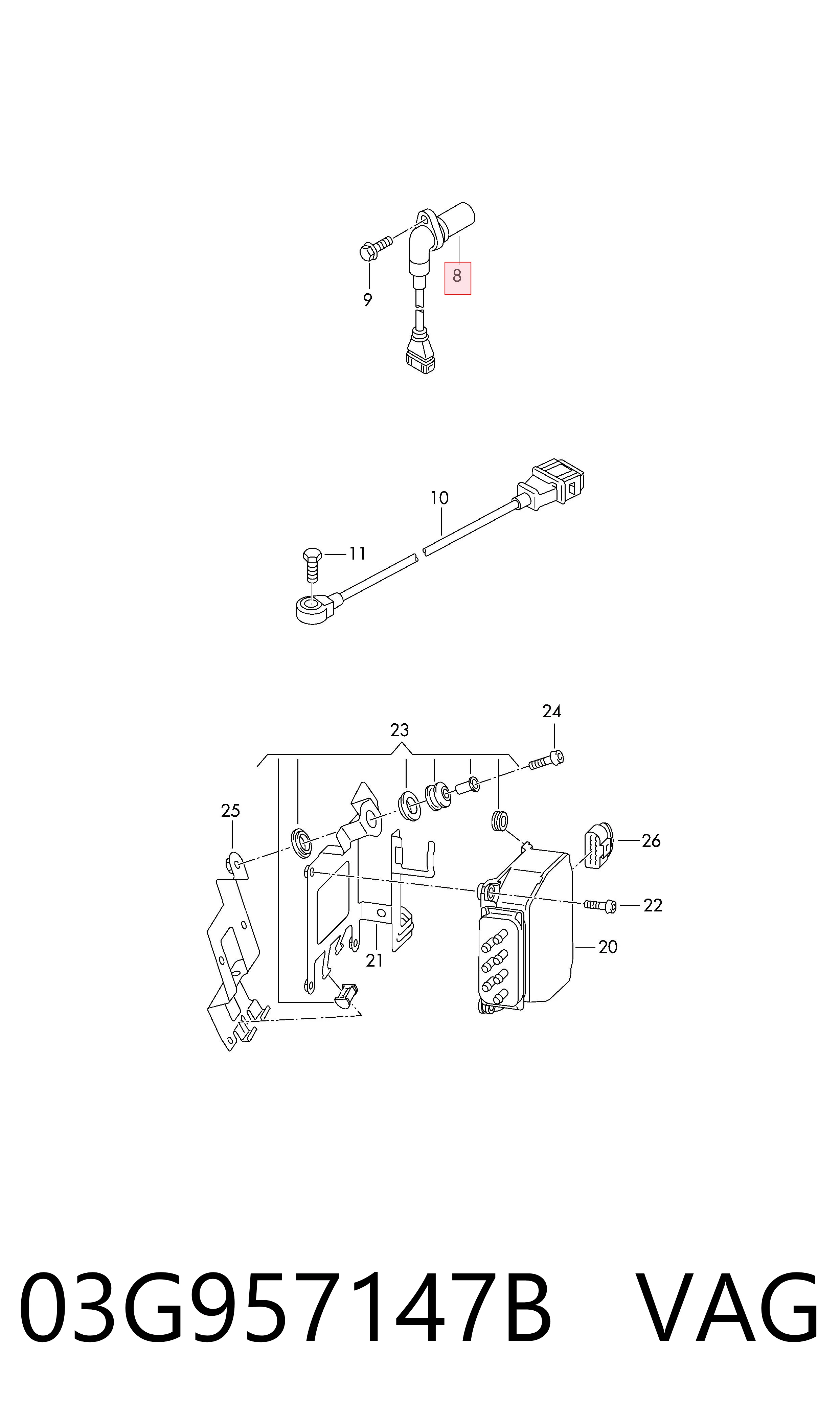03G957147B VAG Sensor posición arbol de levas