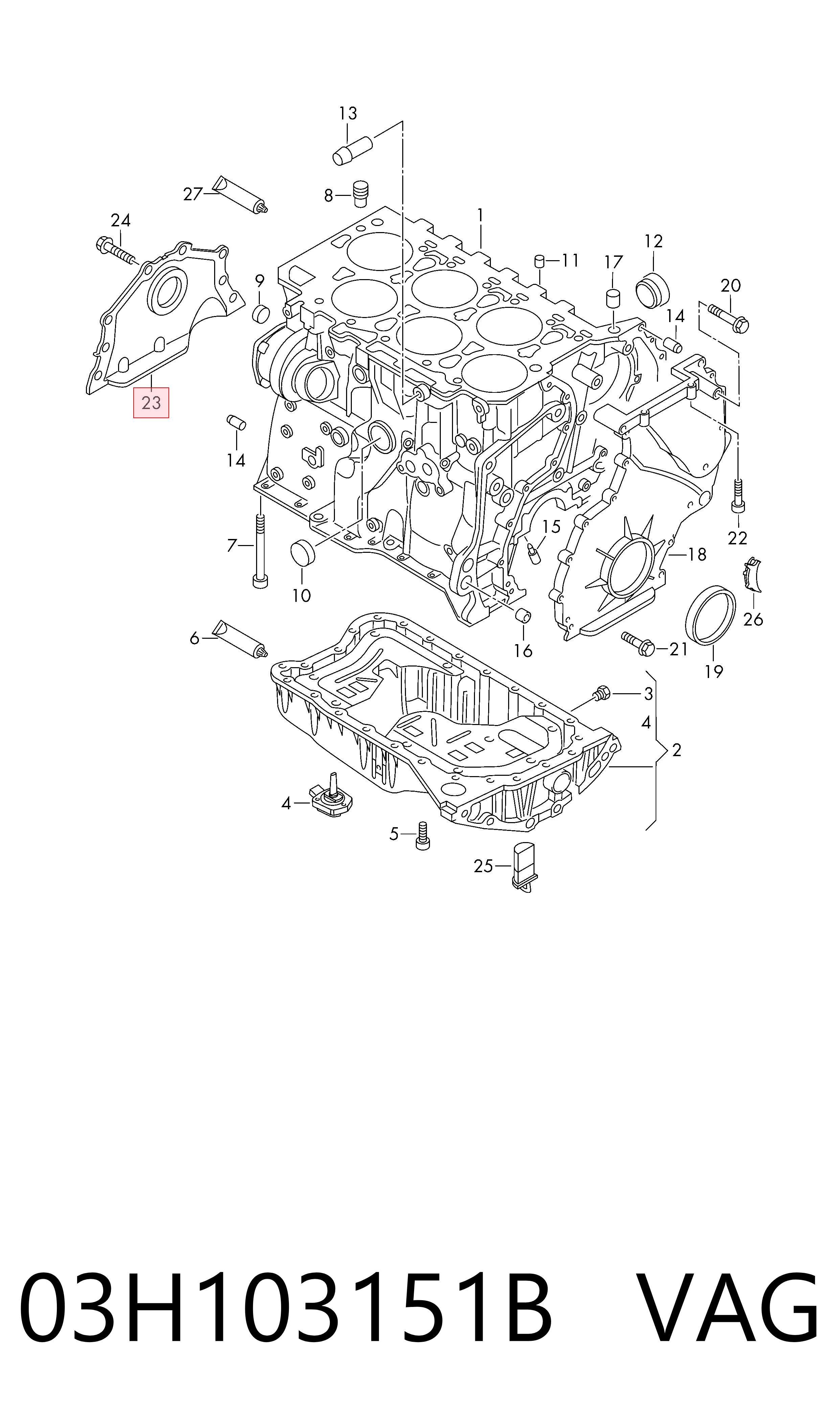 03H103151B VAG Tapa delantera del motor