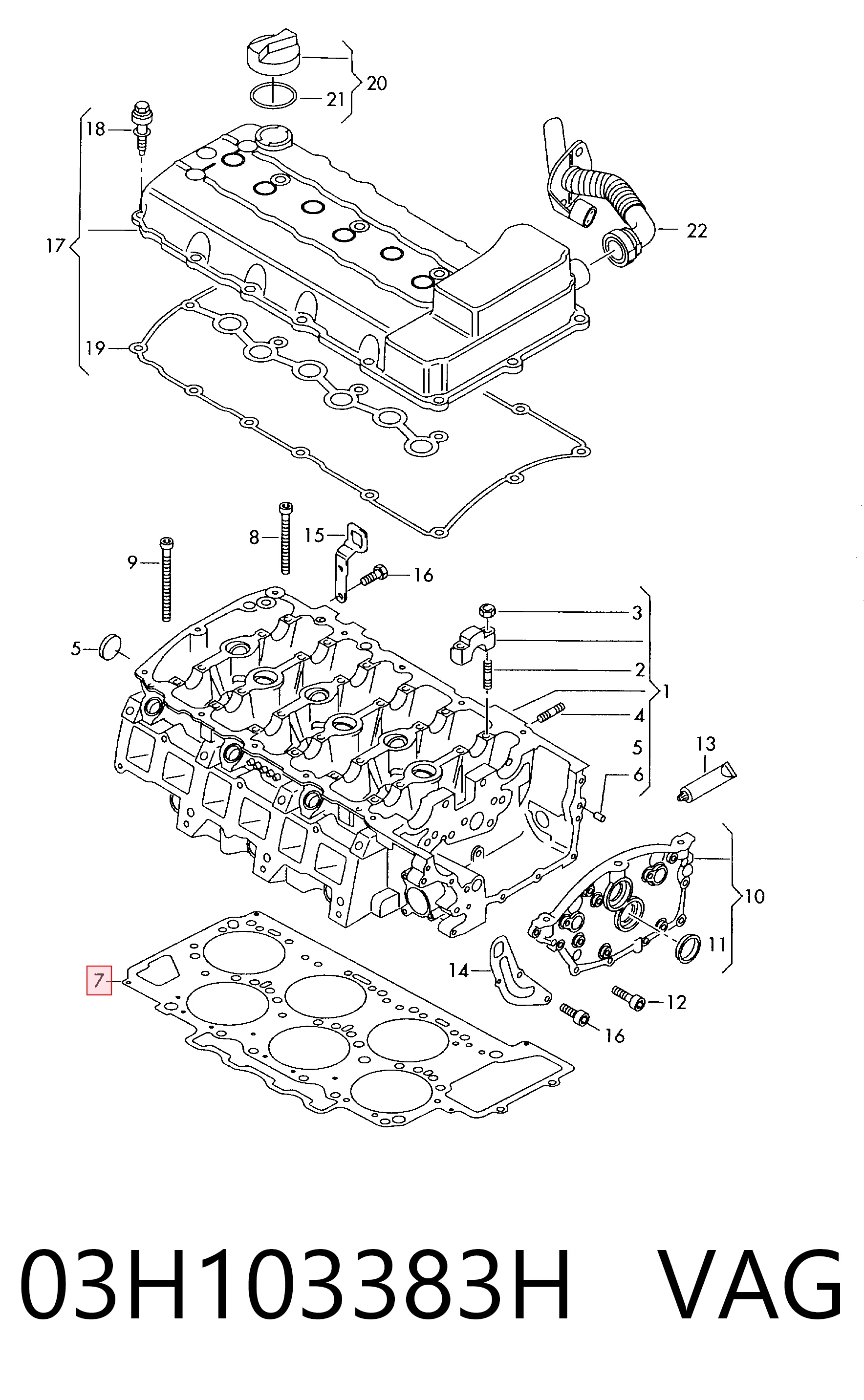 Empaquetadura de culata para Volkswagen Touareg II 7P5, 7P6