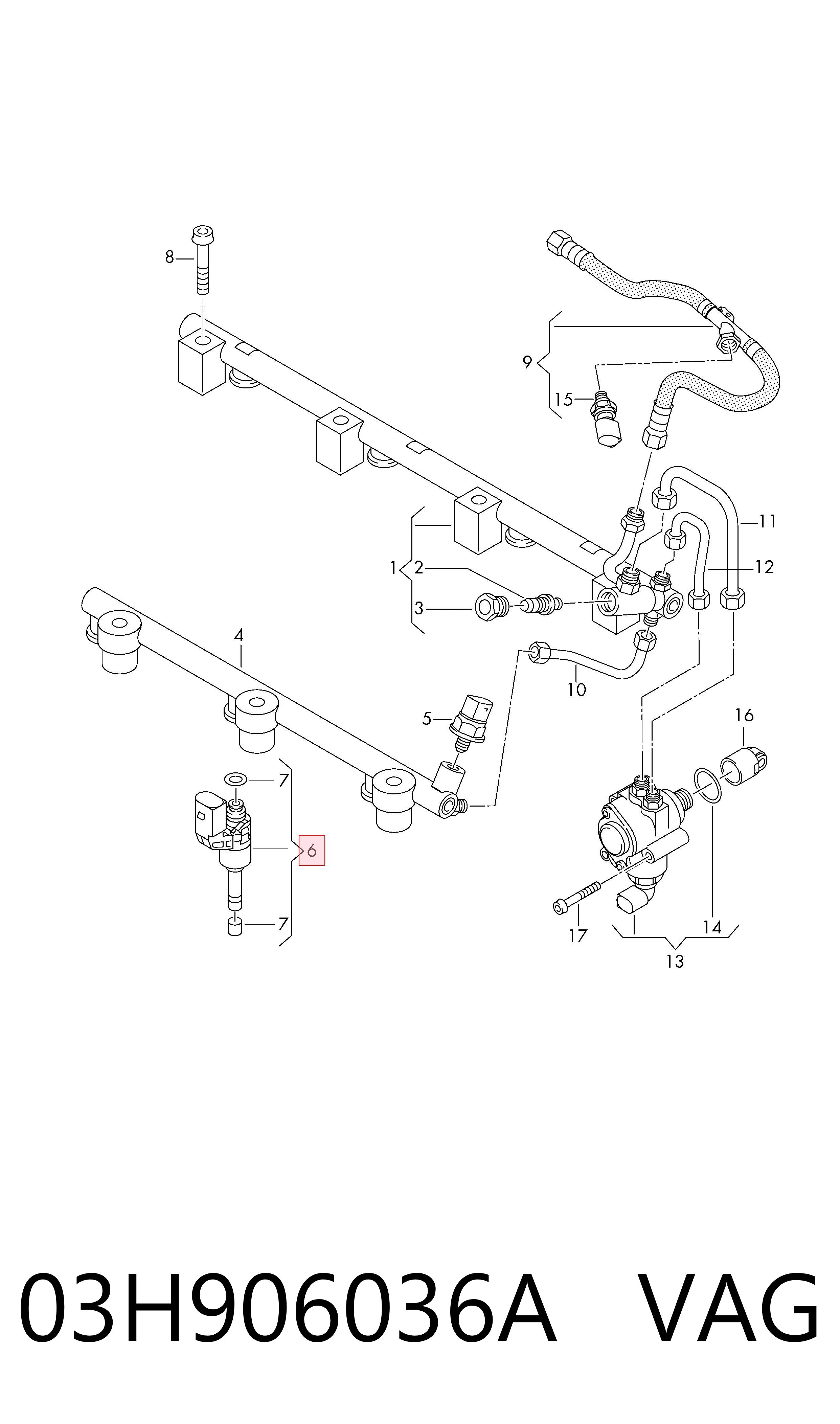 Inyector de combustible 03H906036A VAG