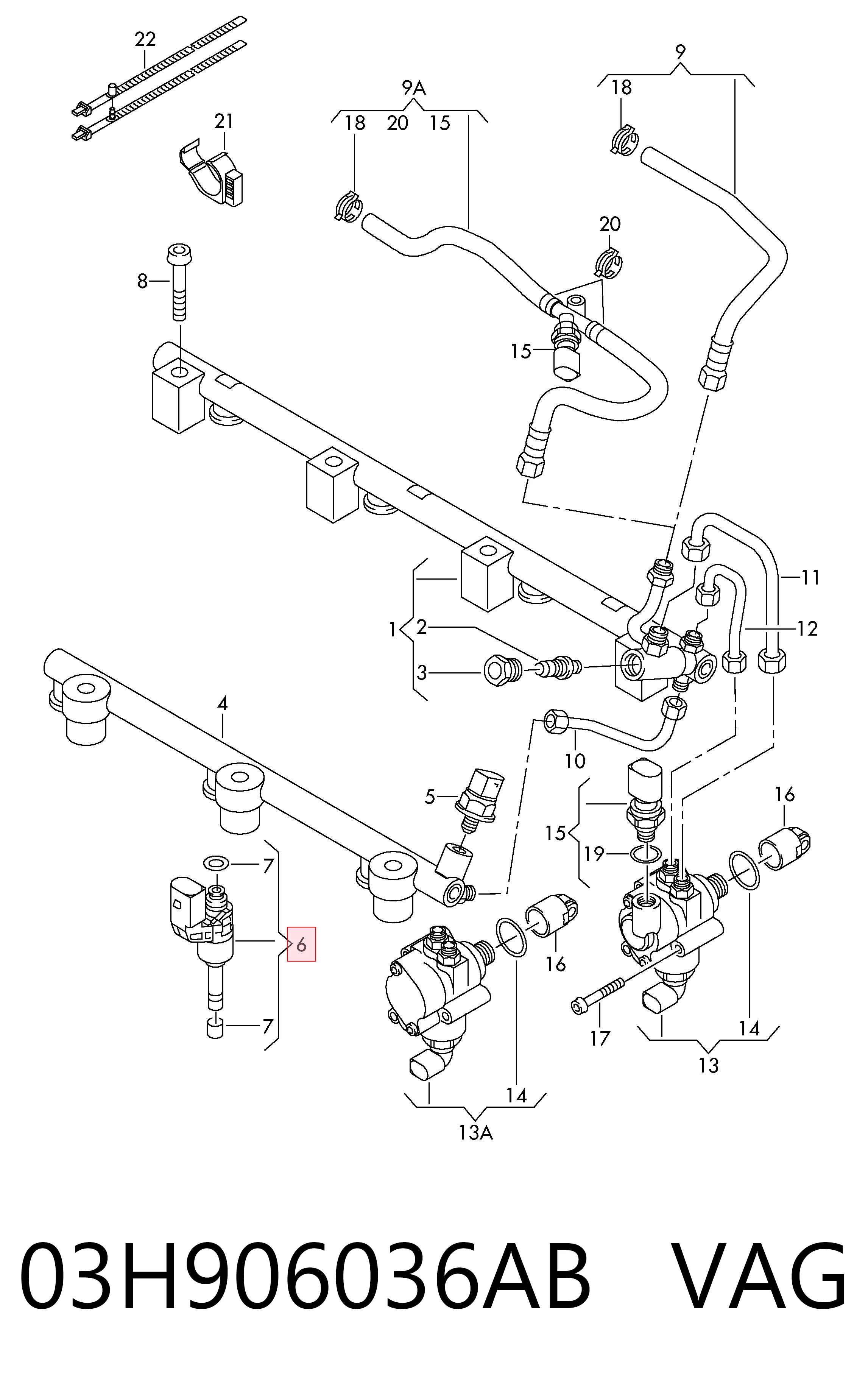 03H906036AB VAG Inyector de combustible