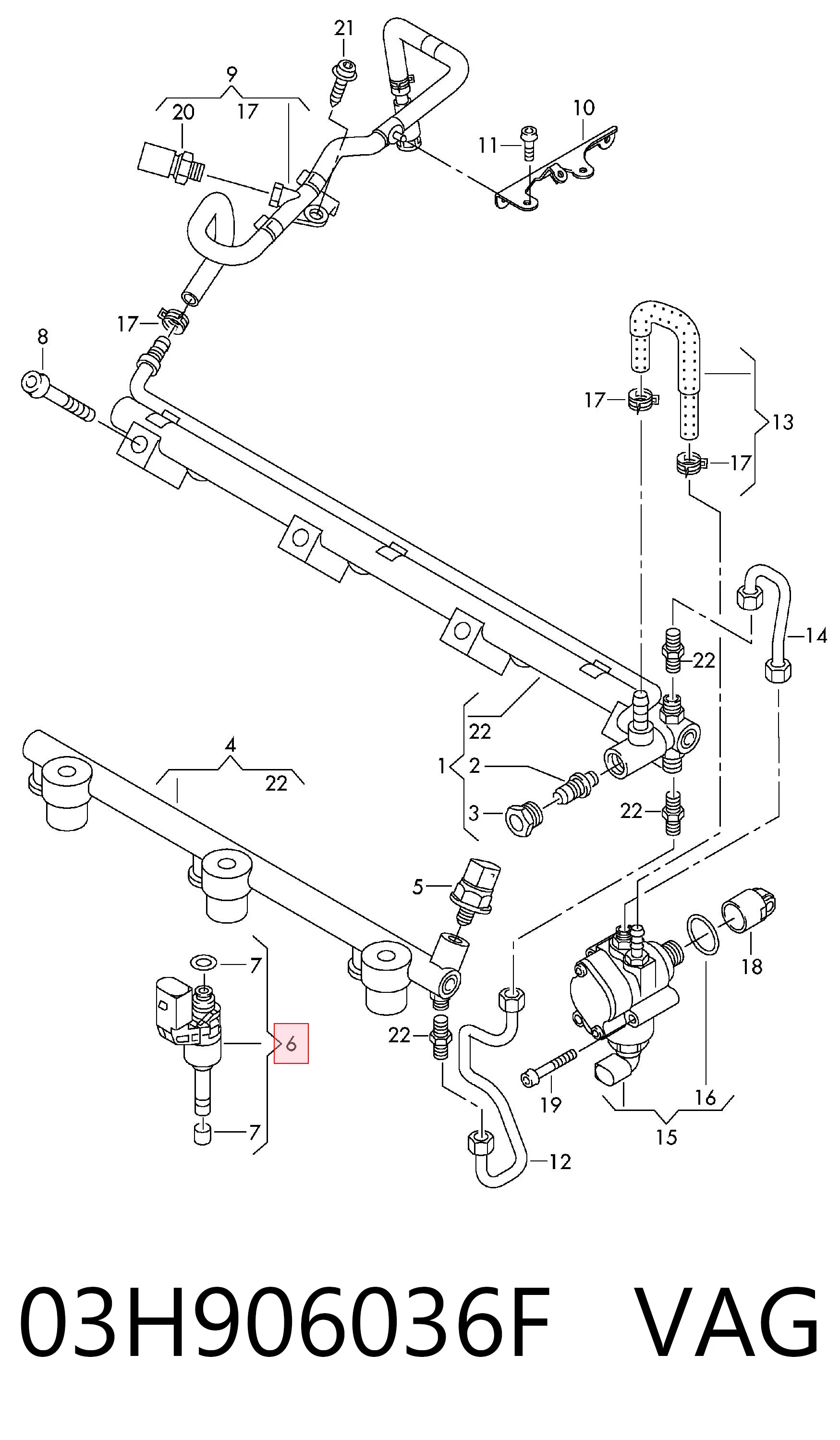 03H906036F VAG Inyector de combustible