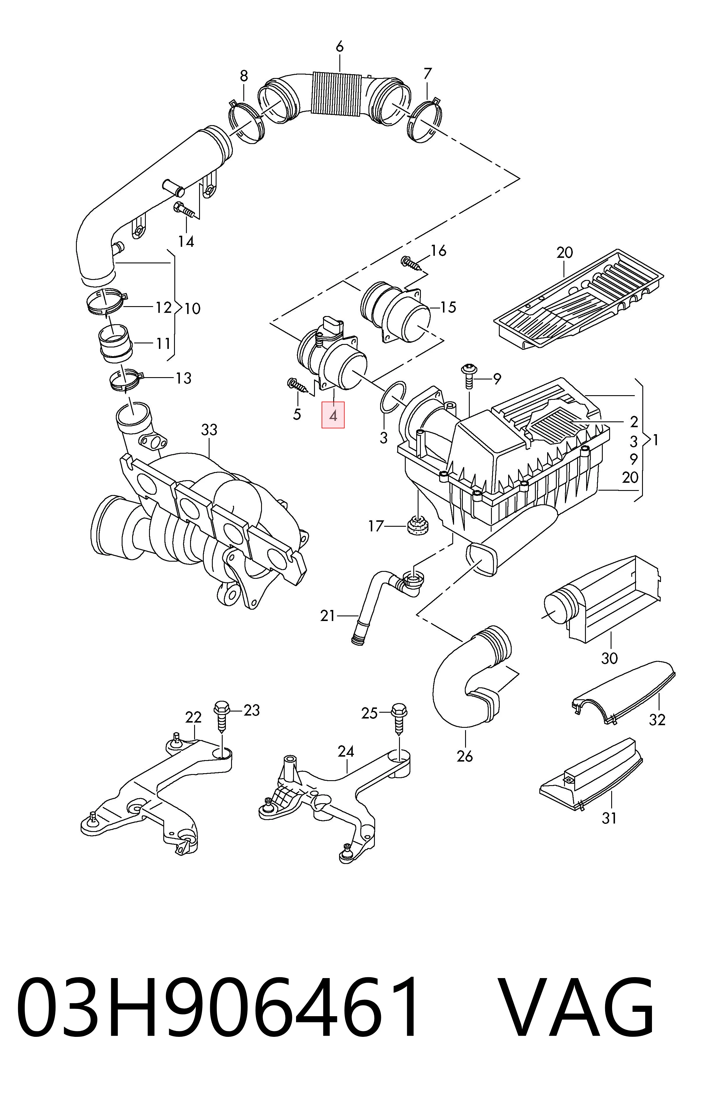 03H906461 VAG Sensor de flujo de aire