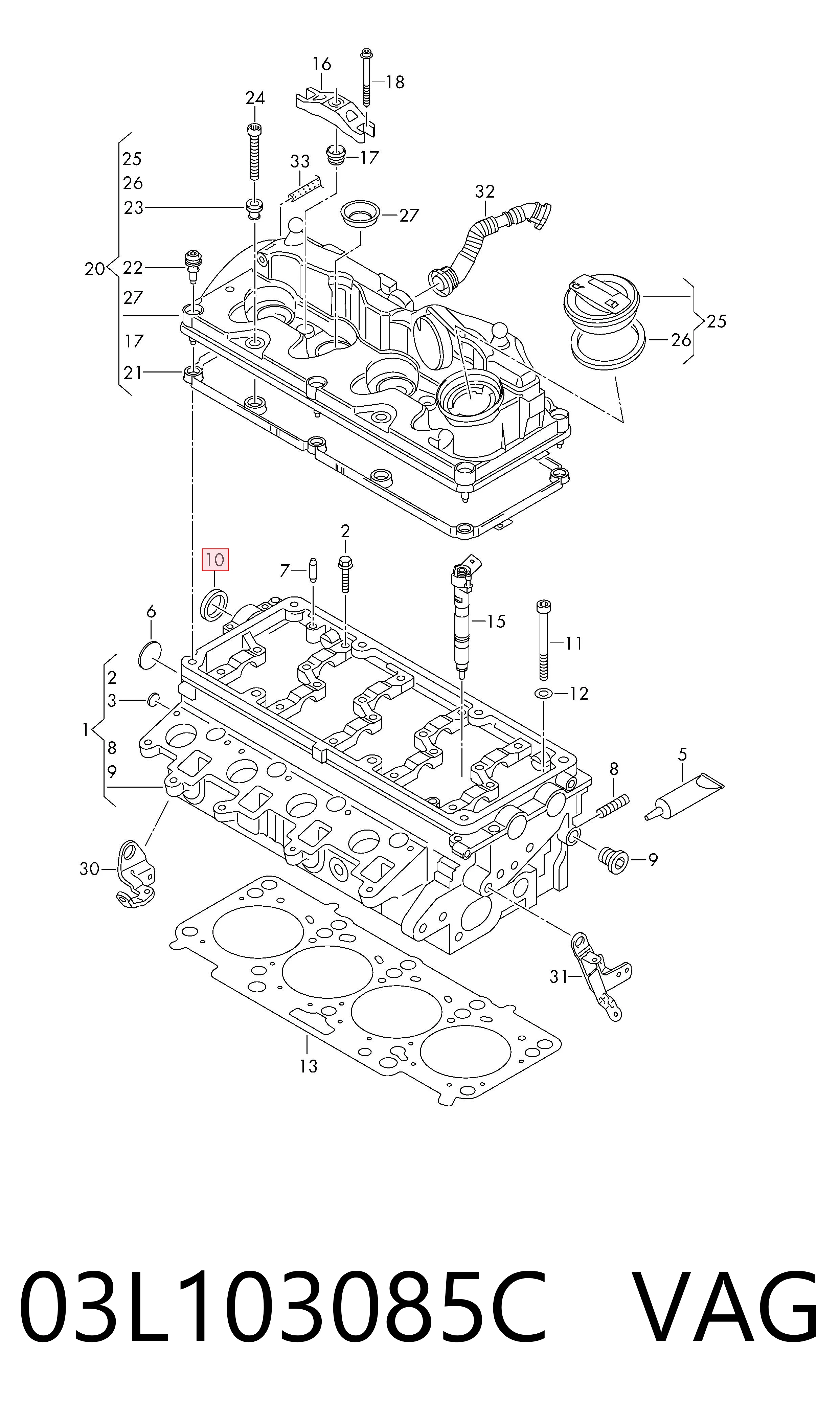 03L103085C VAG Retén de árbol de levas