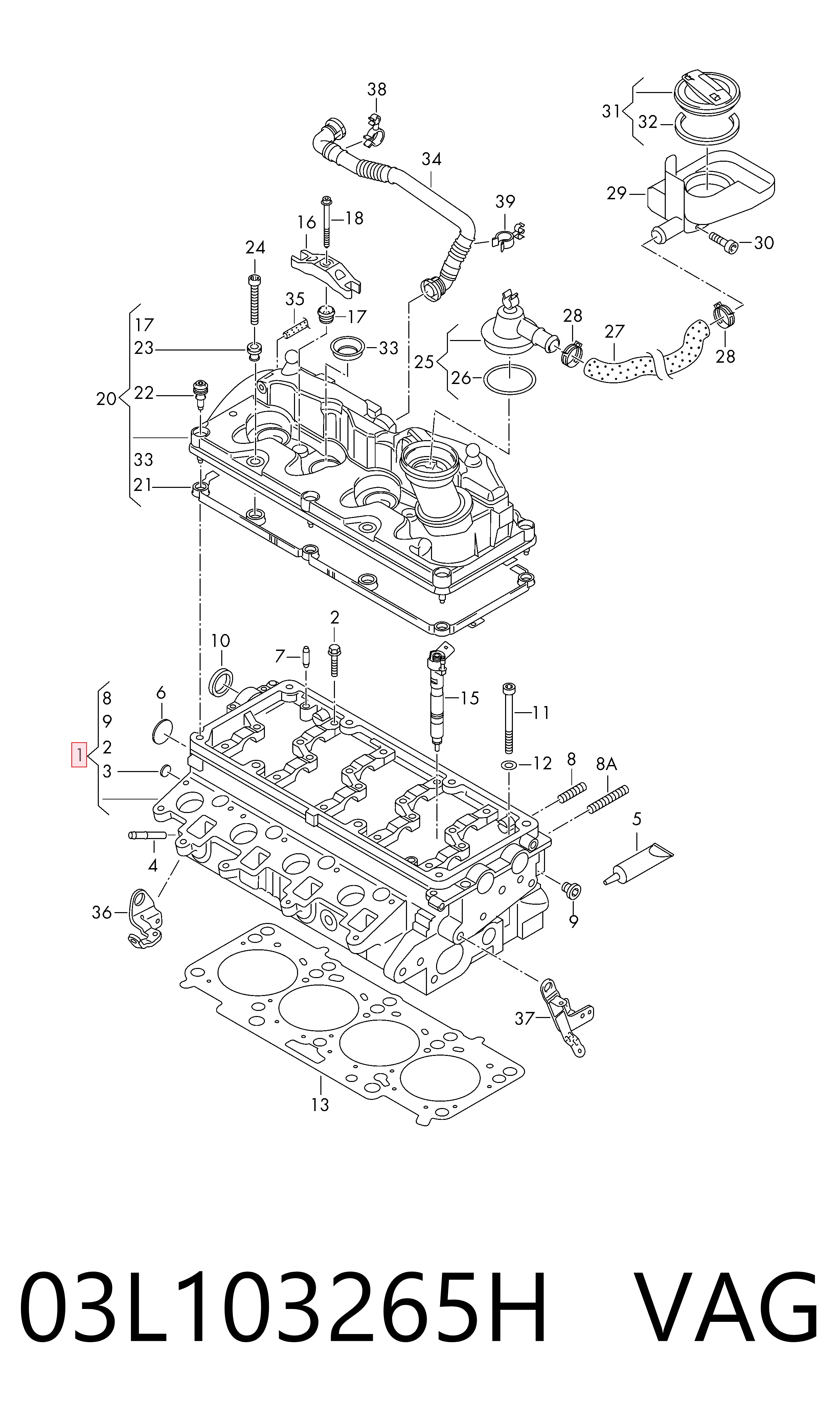 03L103265H VAG Cabeza del motor