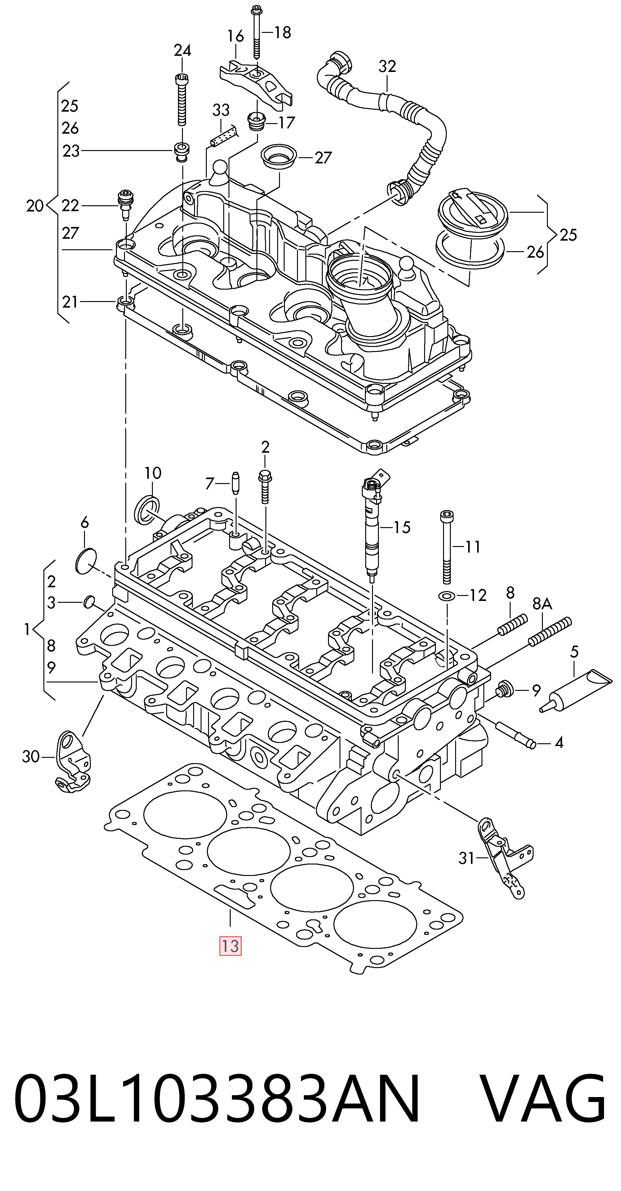Empaque de culata para Volkswagen Crafter  (2E, 2EE, 2EK)