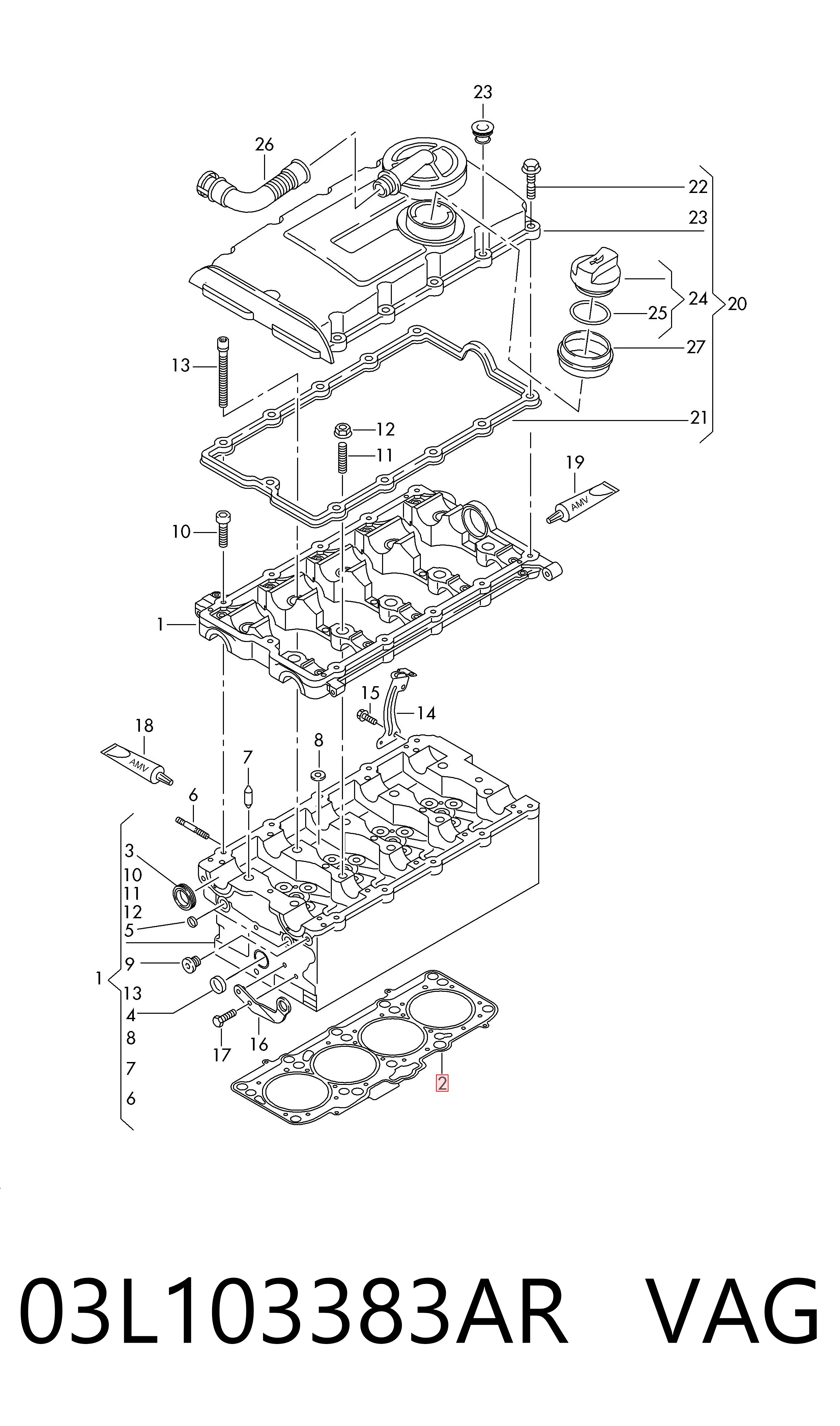 03L103383AR VAG Empaquetadura de culata