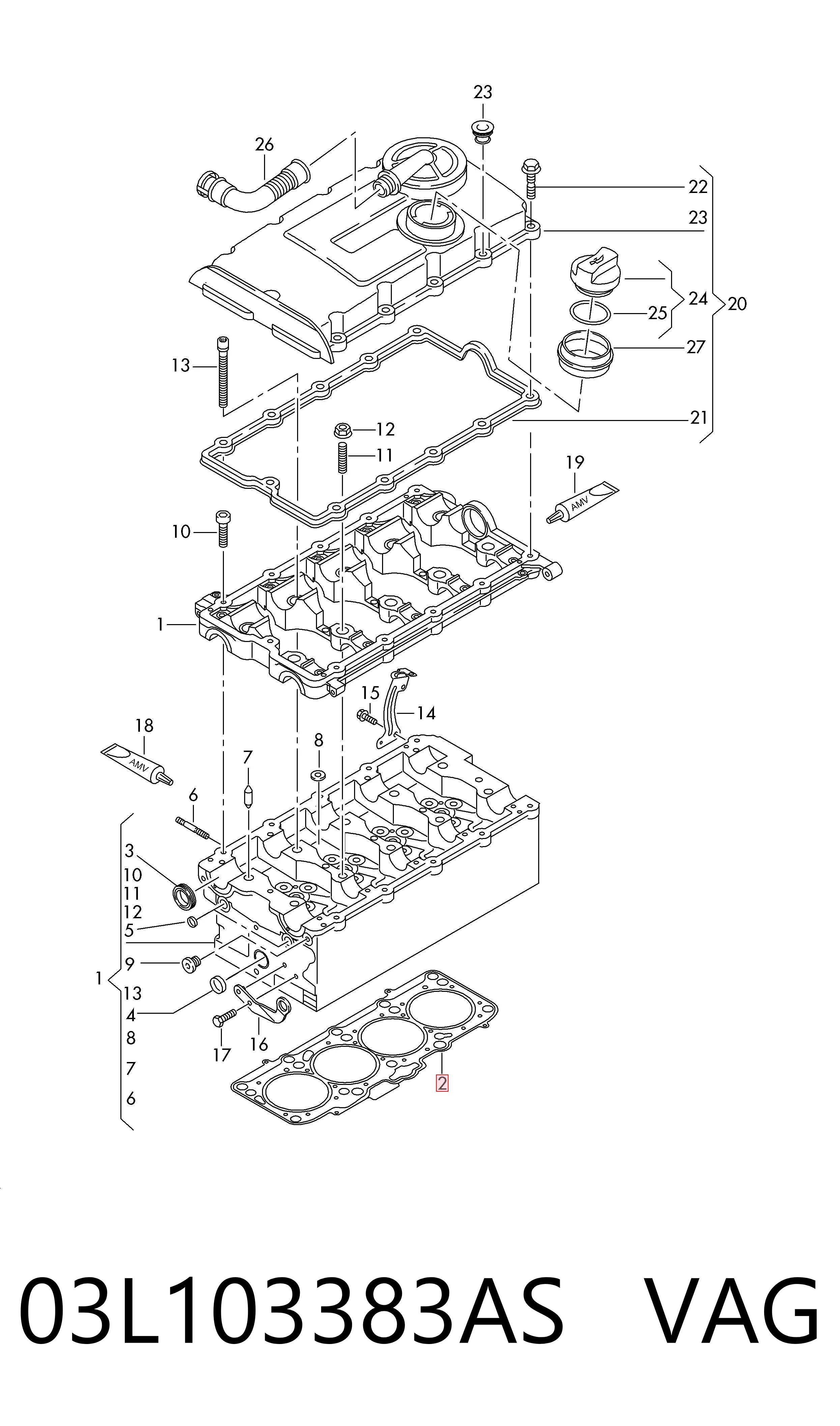 03L103383AS VAG Empaquetadura de culata