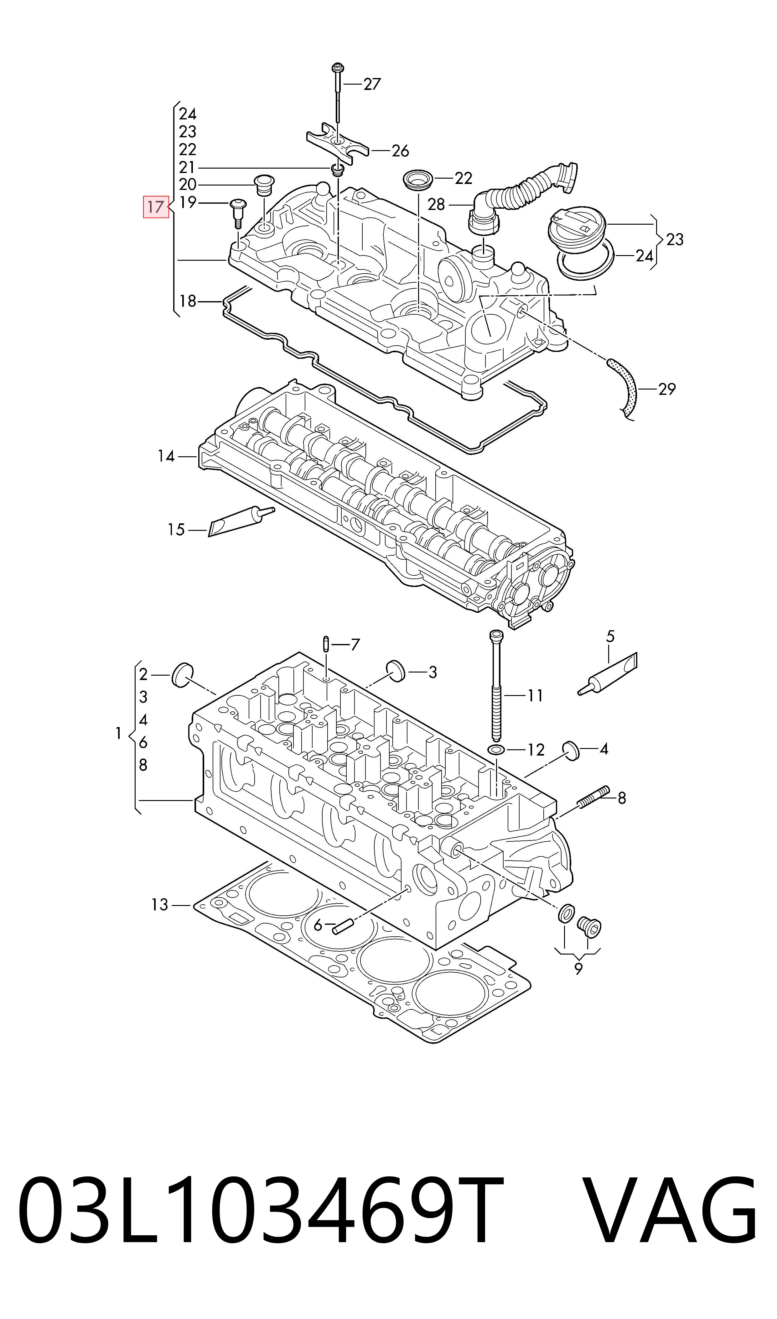 Tapa de valvula para Audi A3  (8VS, 8VM)