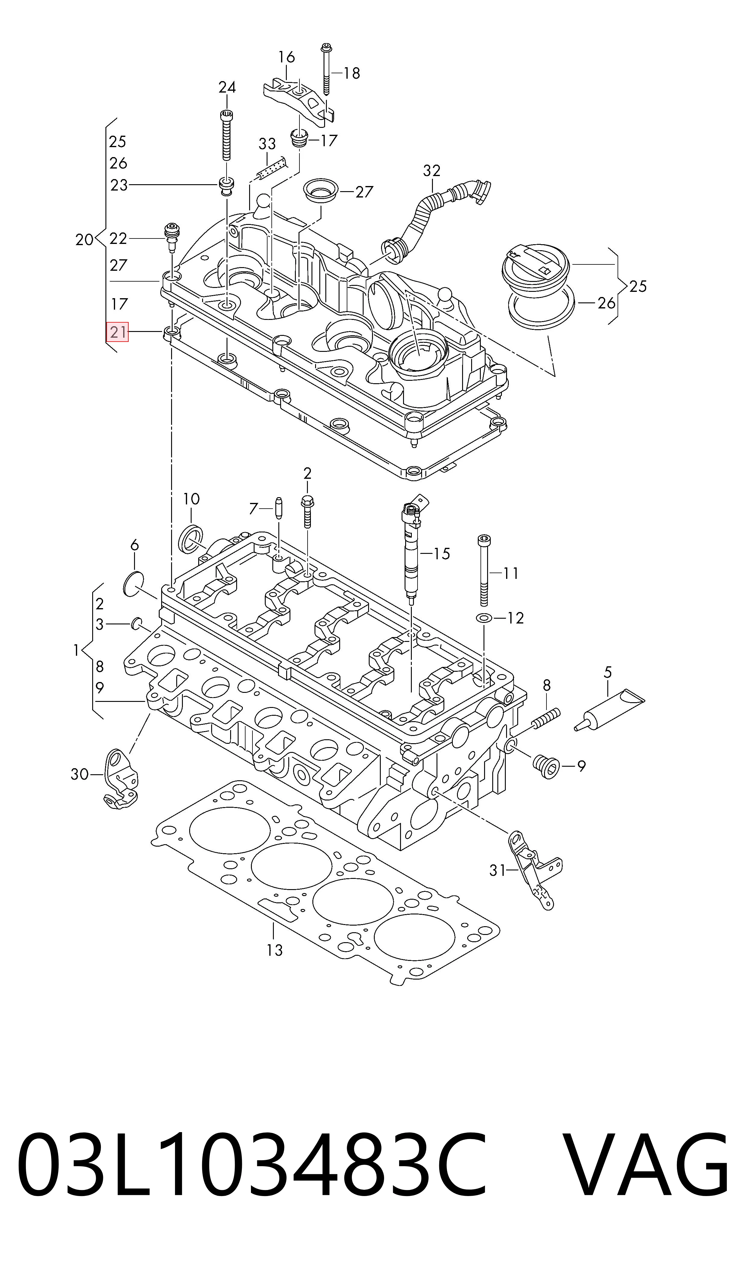  Junta tapa de balancines Volkswagen Caddy 4