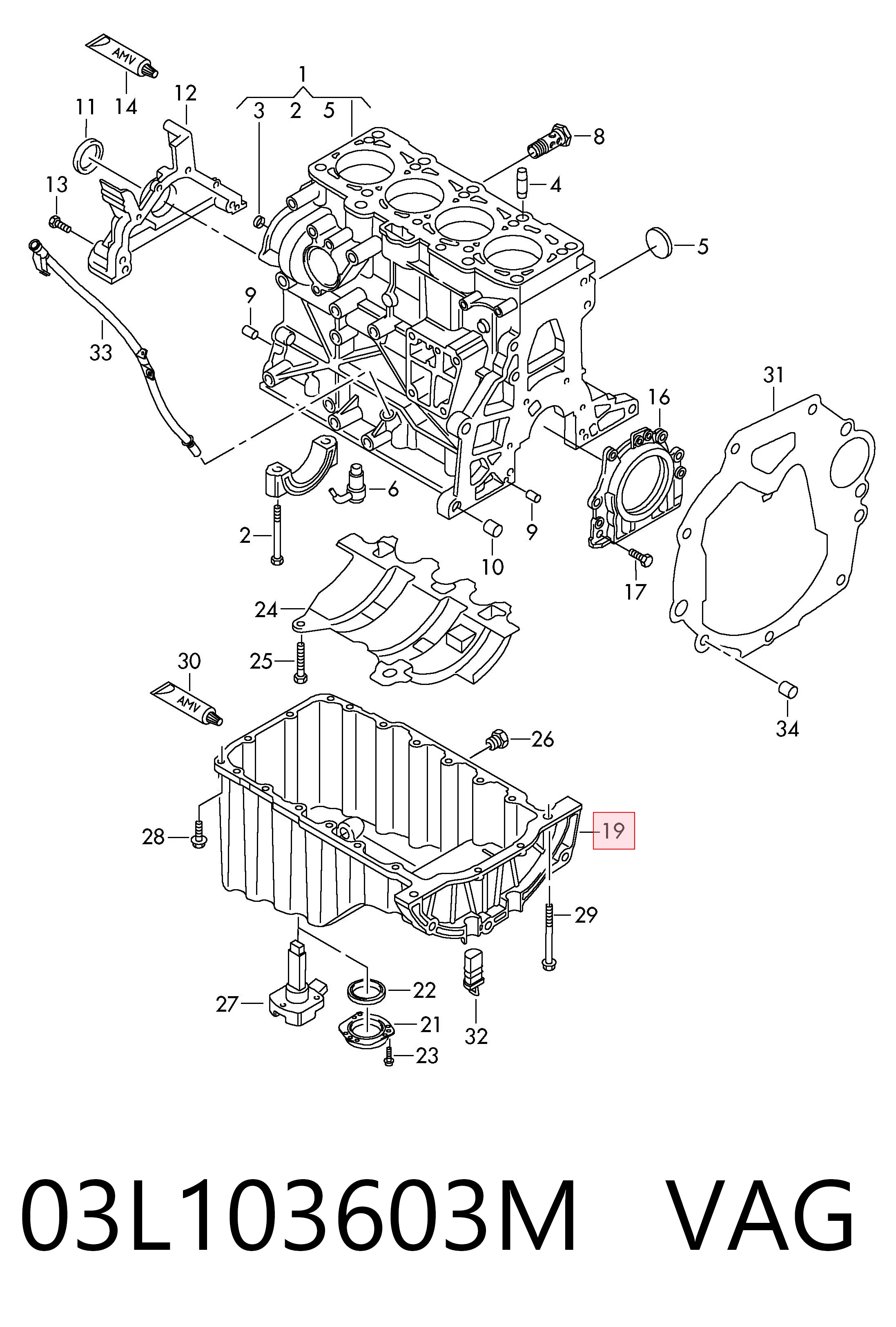 03L103603M VAG Cárter de aceite del motor