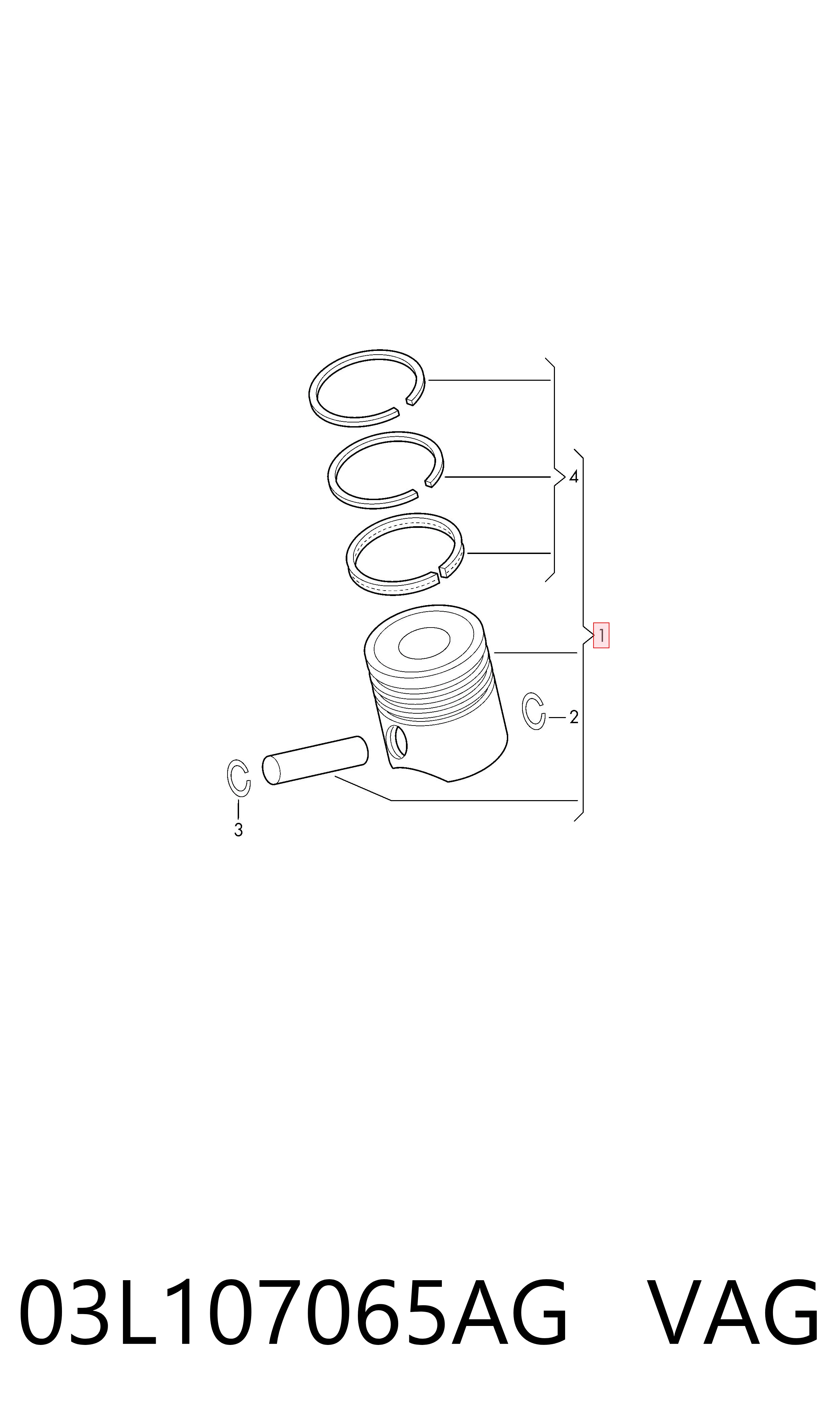 Pistón completo para un cilindro, STD 03L107065AG VAG
