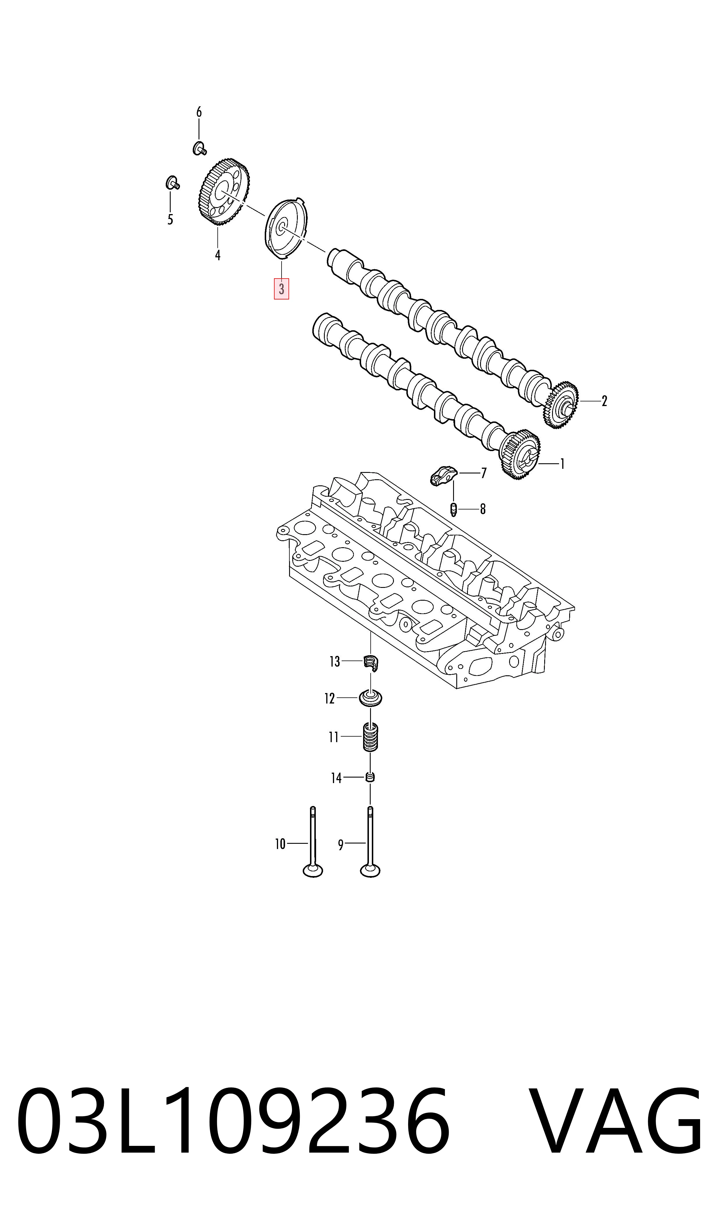 Brida del engranaje del árbol de levas VAG 03L109236