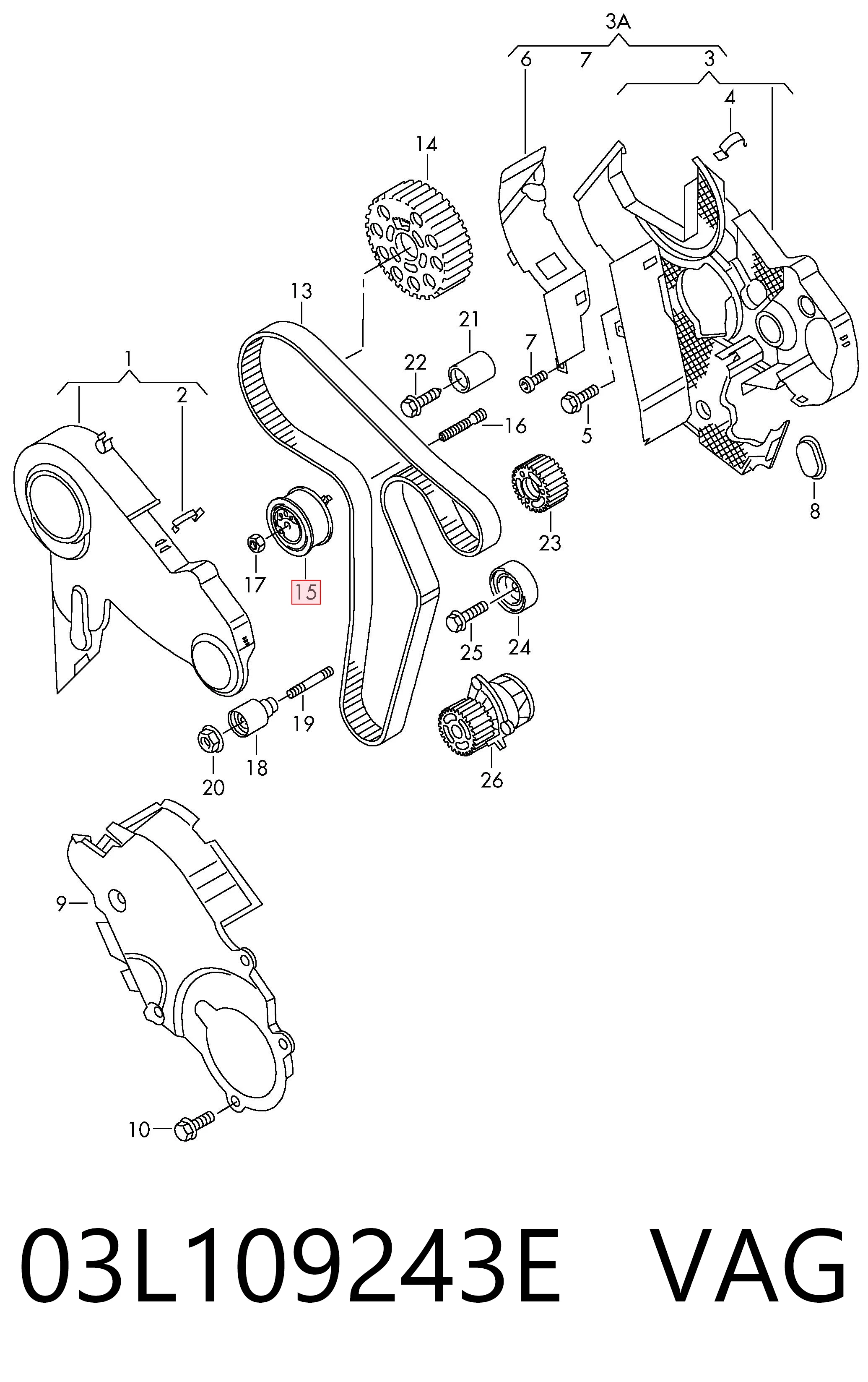 03L109243E VAG Rodillo de cadena