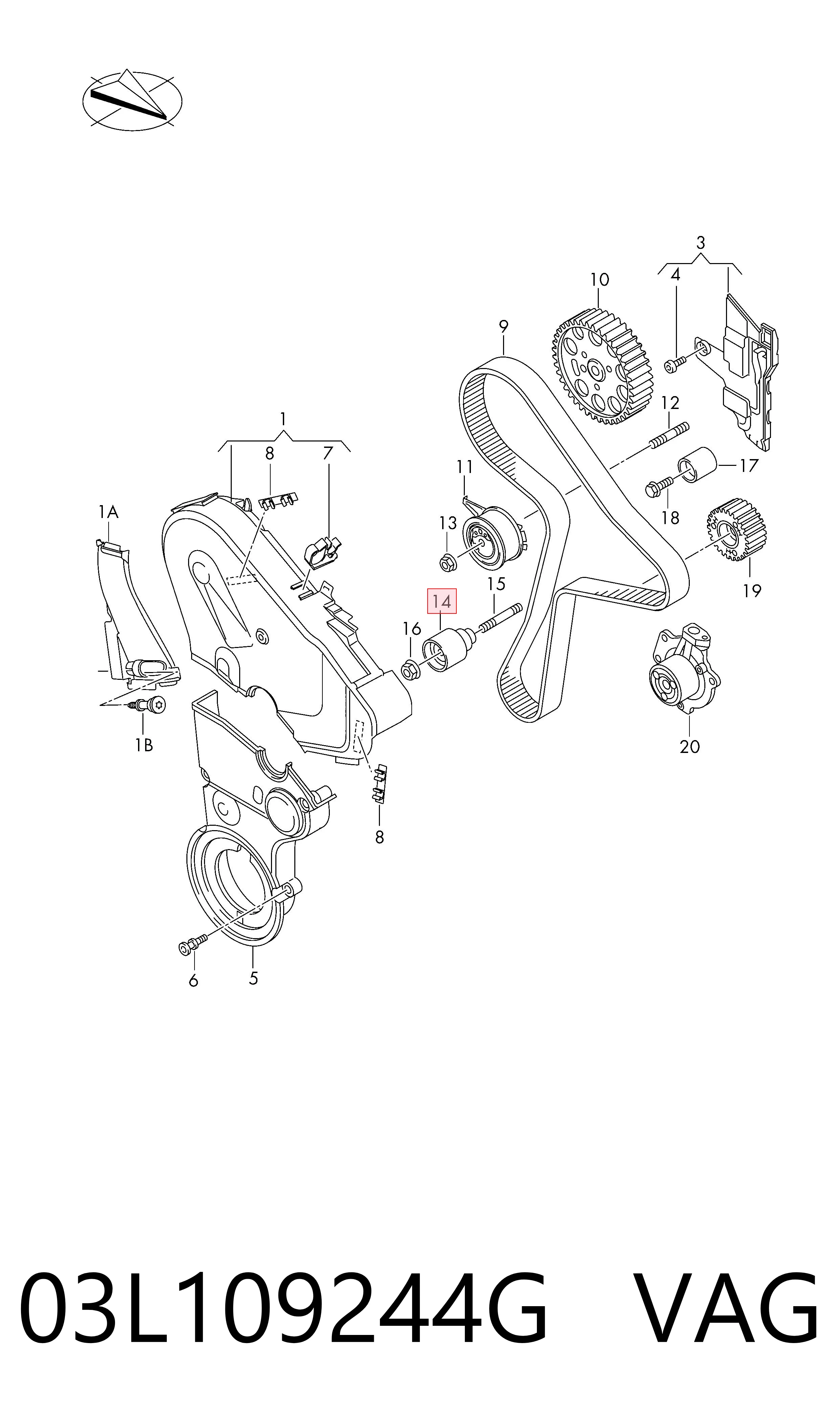 03L109244G VAG Polea tensora intermedio de correa dentada