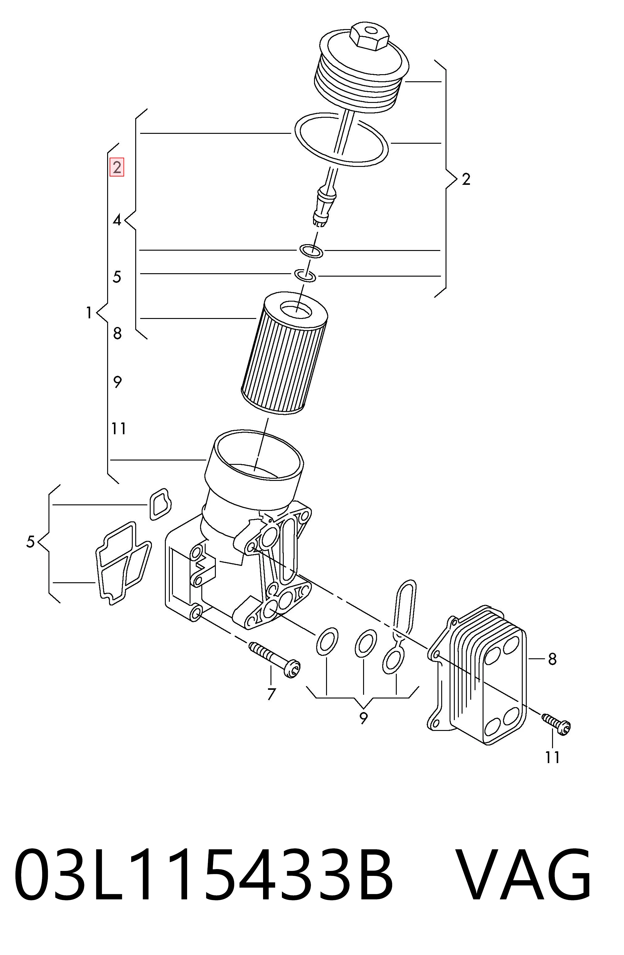 03L115433B VAG Tapa del filtro de aceite