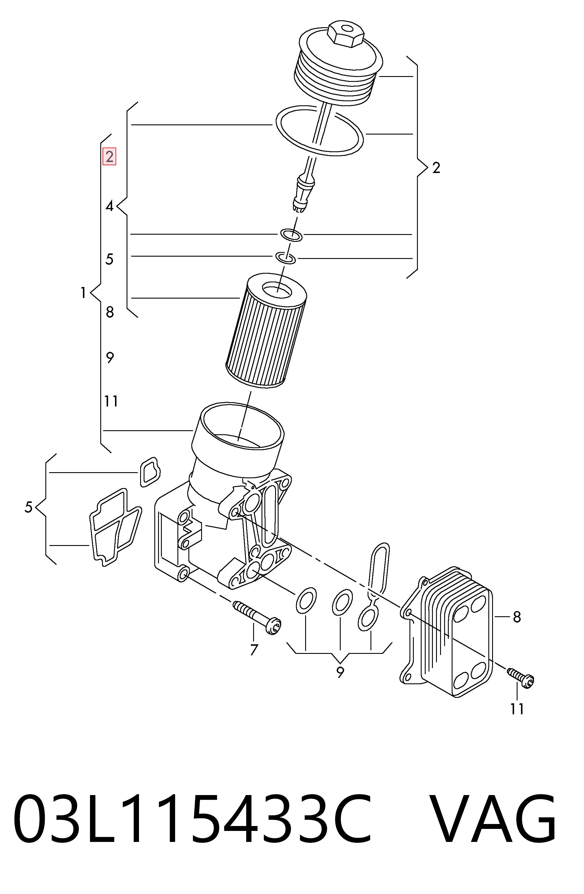 03L115433C VAG Tapa del filtro de aceite