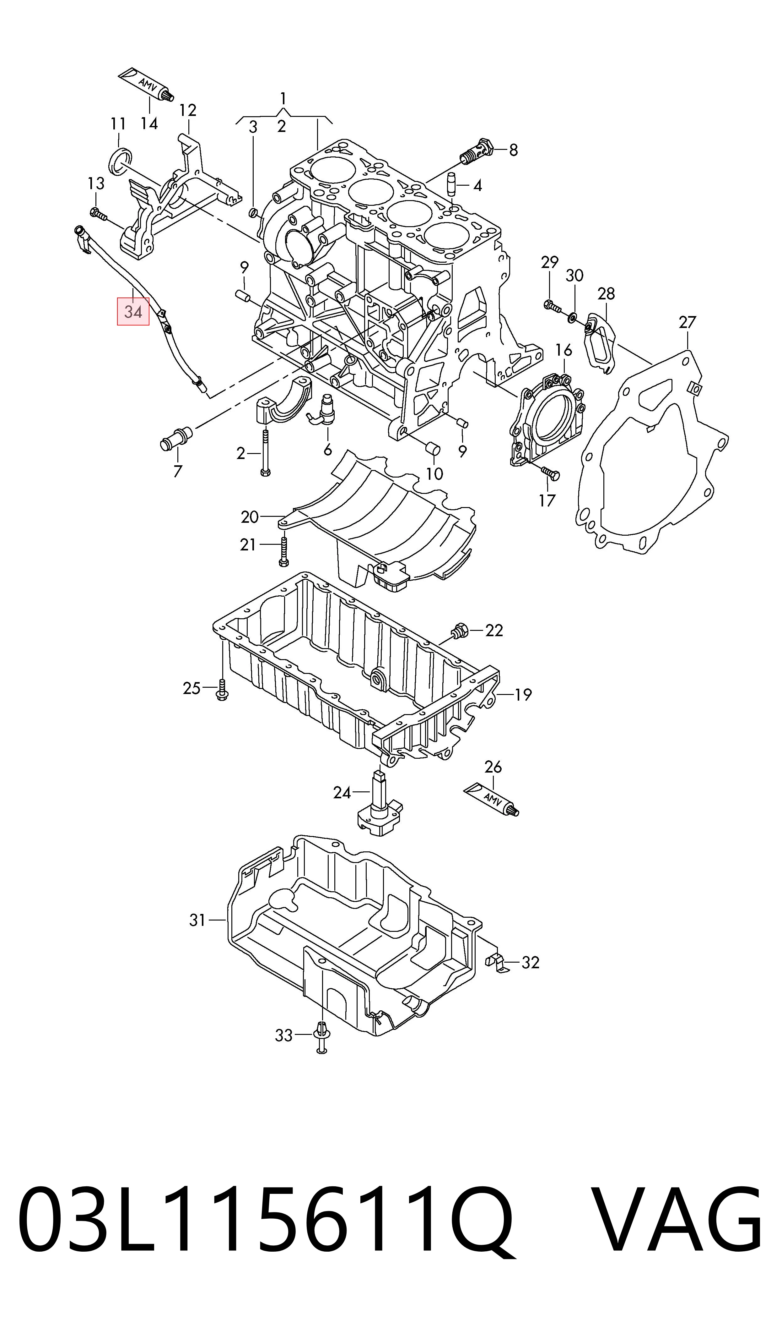 03L115611Q VAG Medidor de aceite
