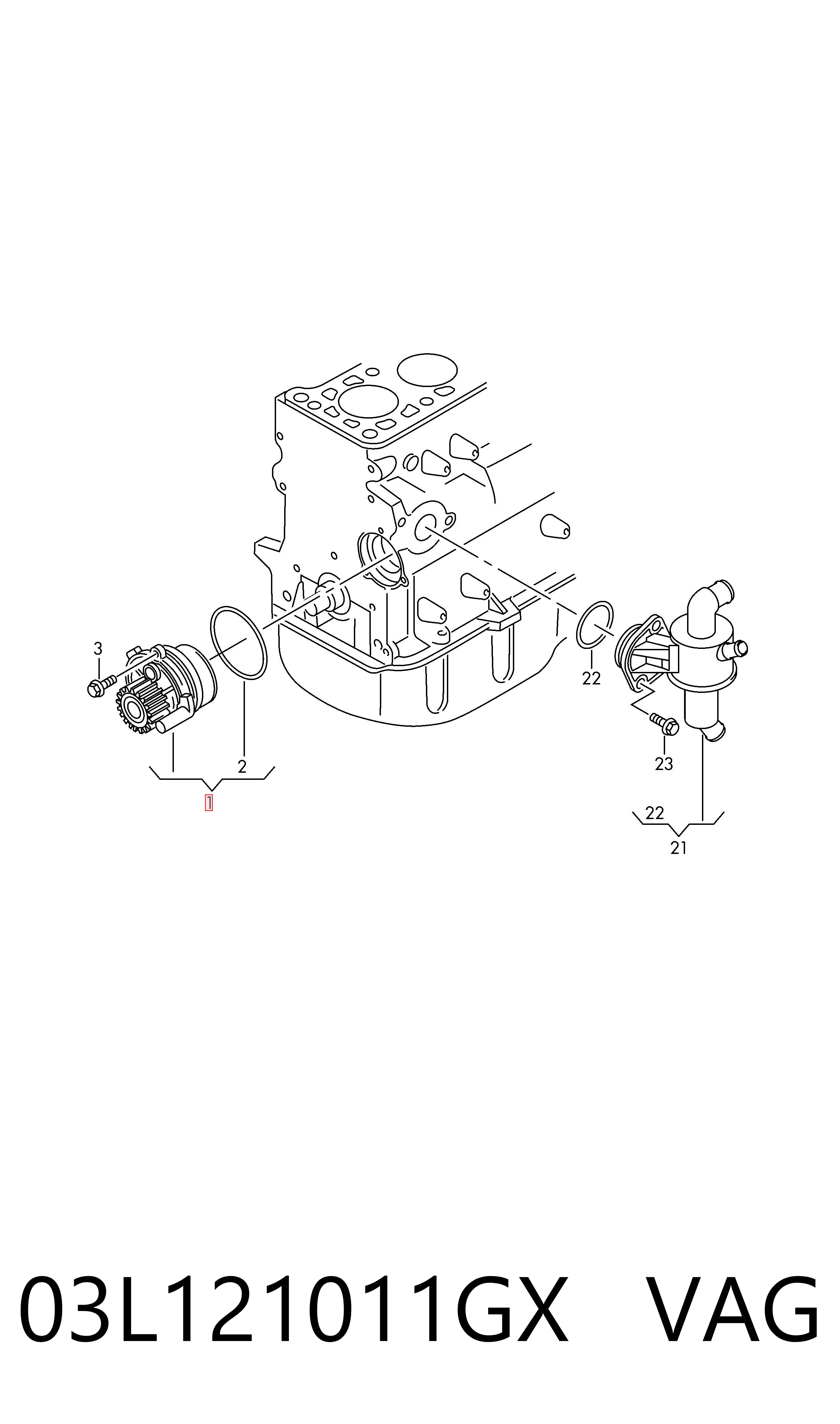 03L121011GX VAG Bomba refrigerante coche