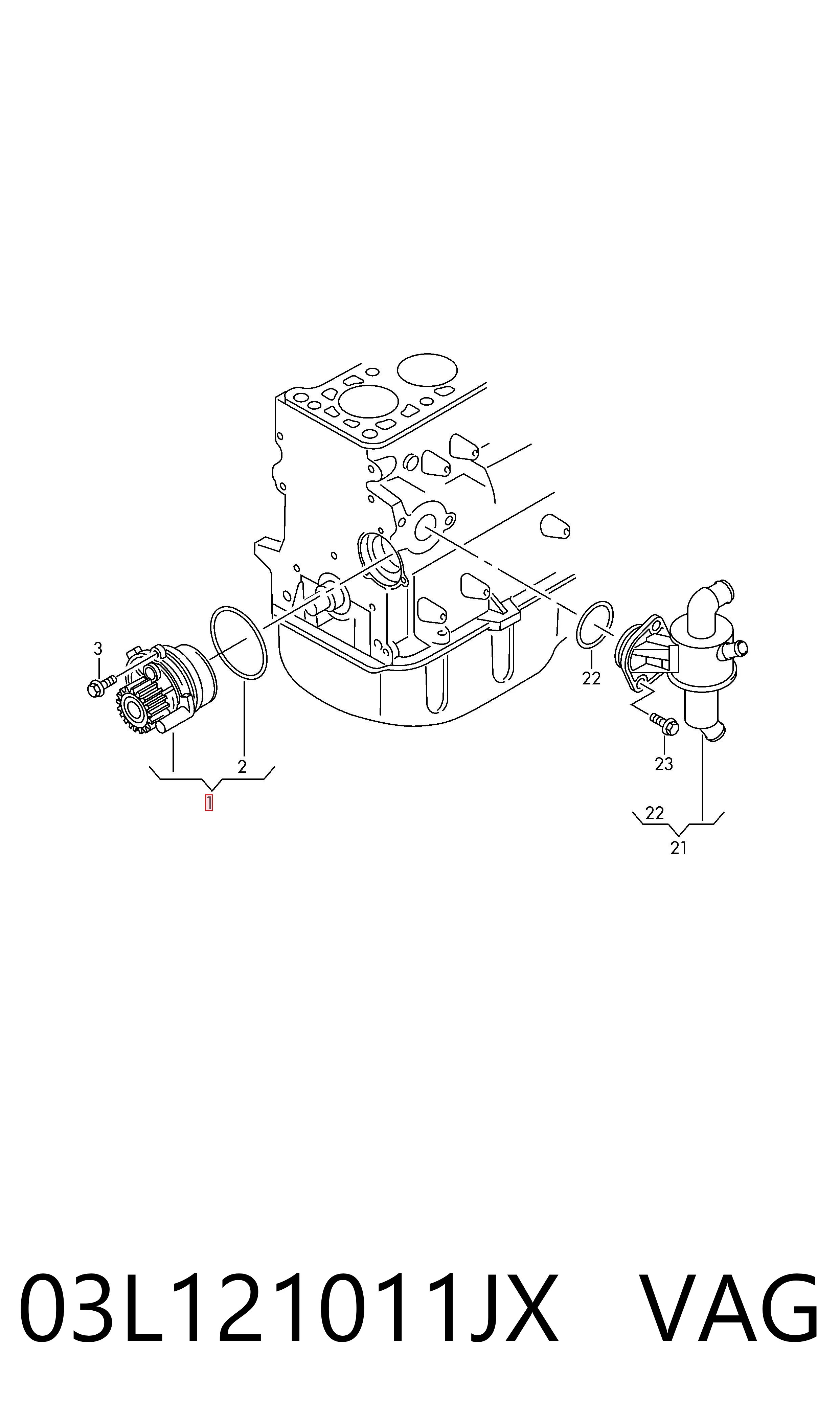 03L121011JX VAG Bomba refrigerante coche