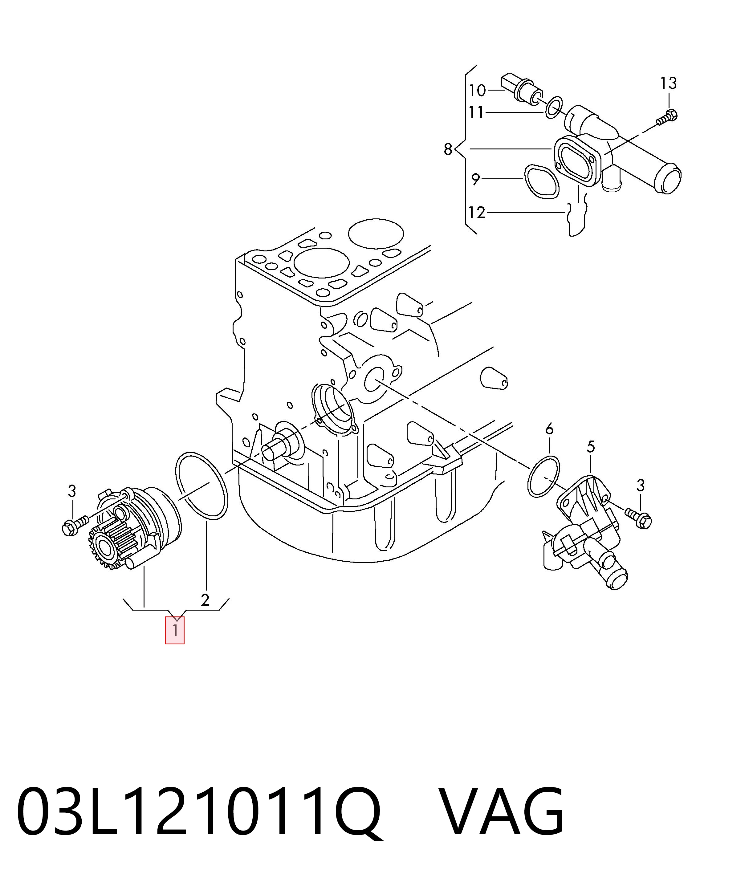 Motor de agua VAG 03L121011Q