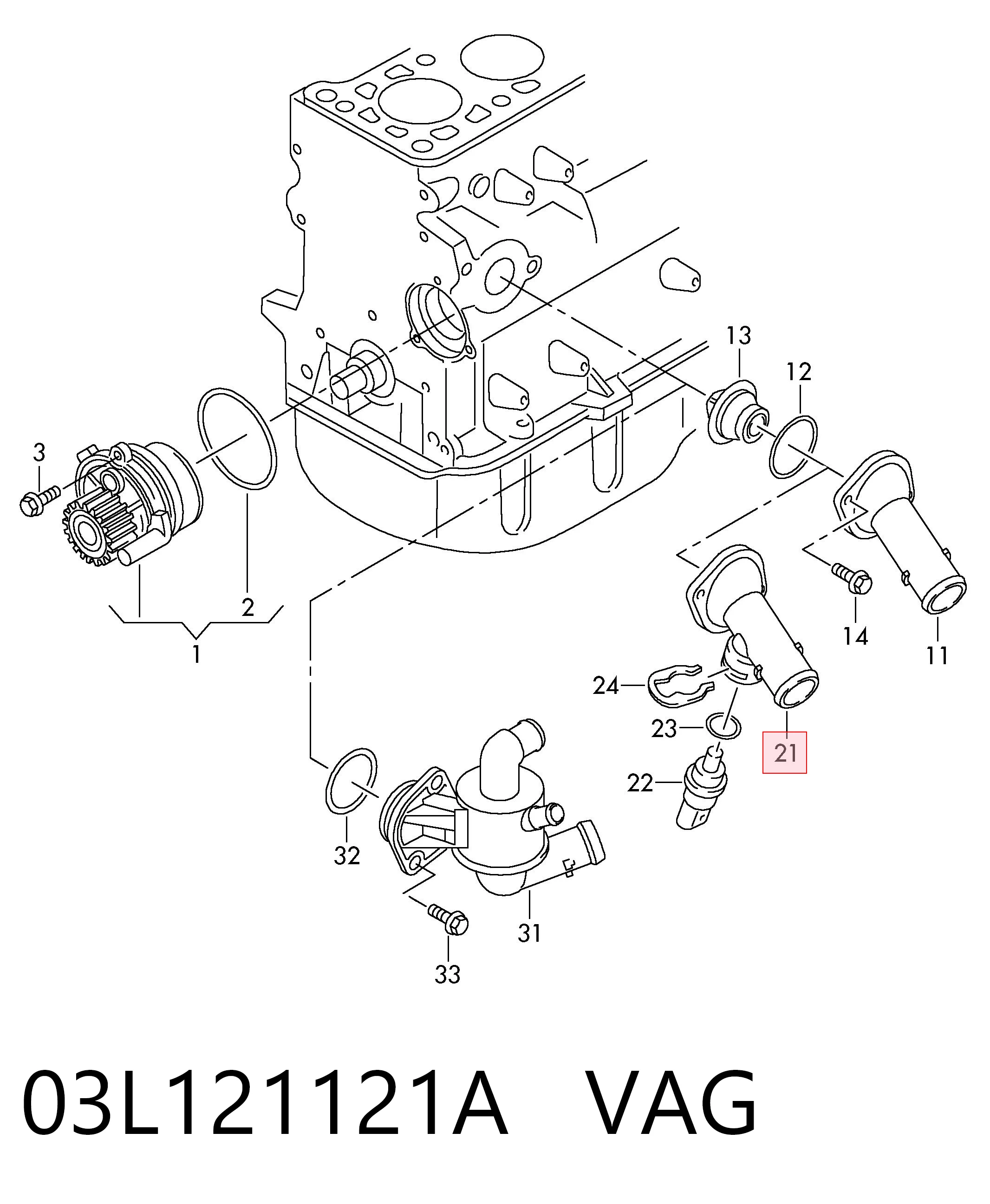 03L121121A VAG Tapa de termostato