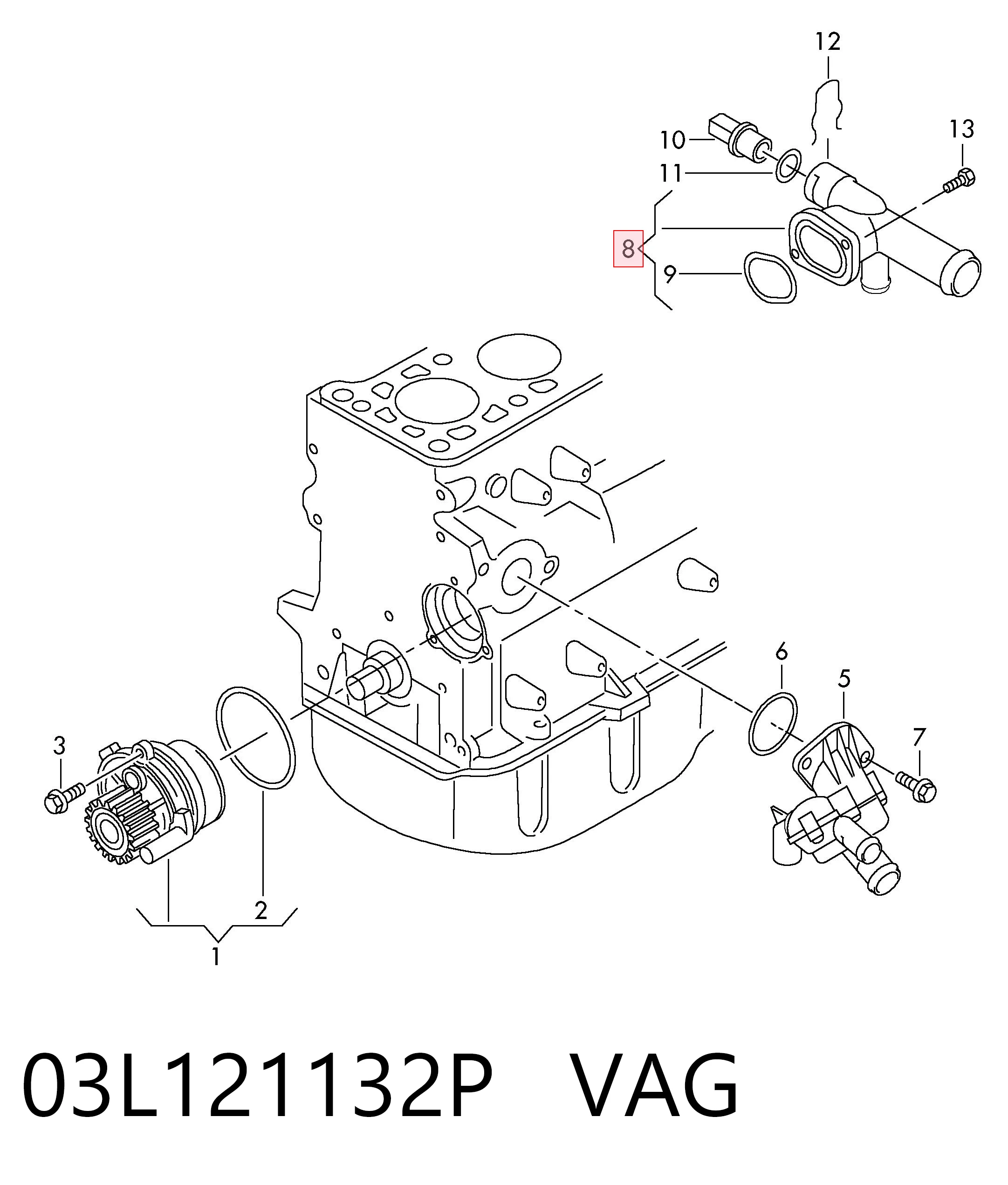 Brida de agua  VAG 03L121132P