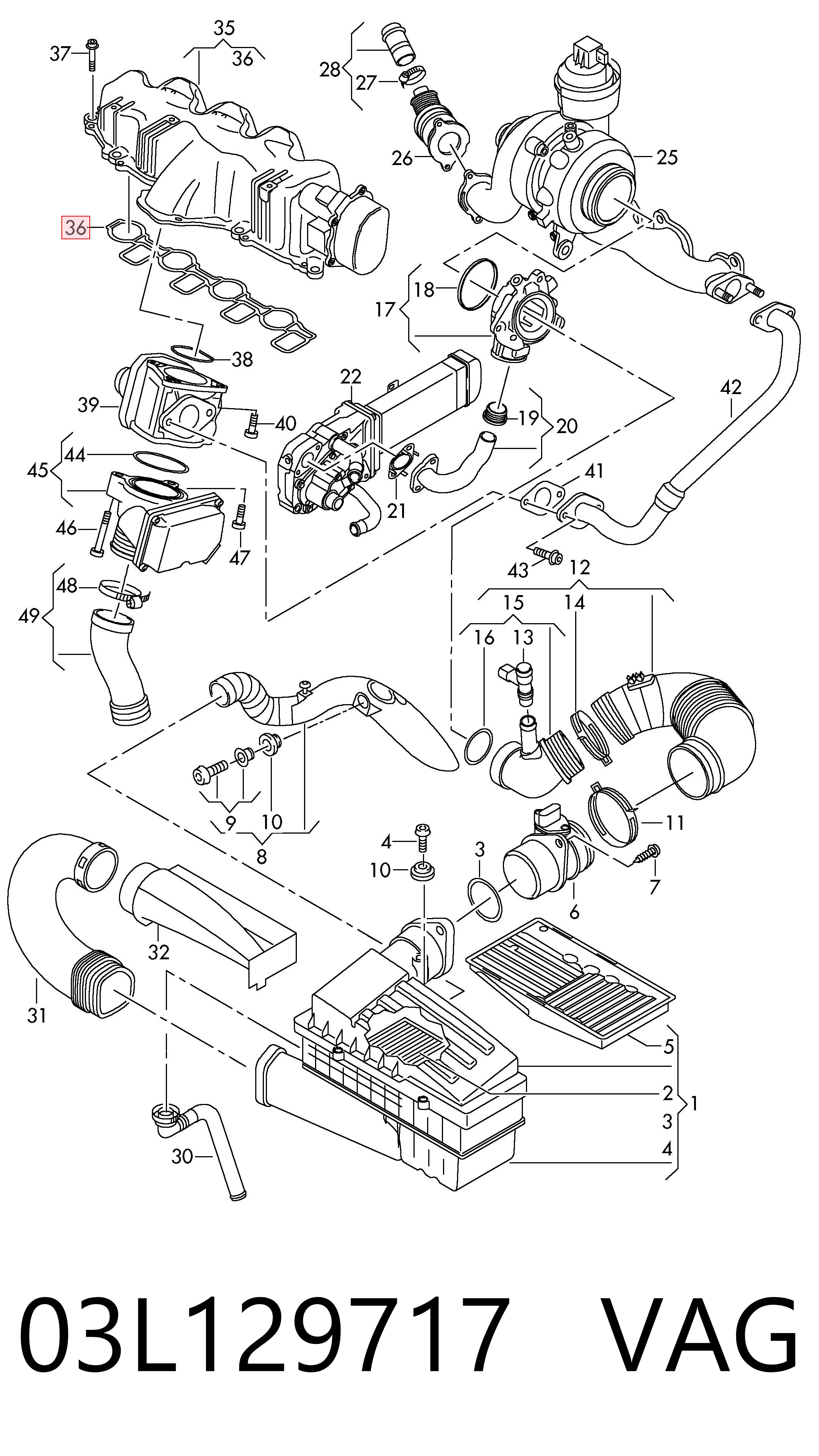 03L129717 VAG Juego de juntas, colector de admisión