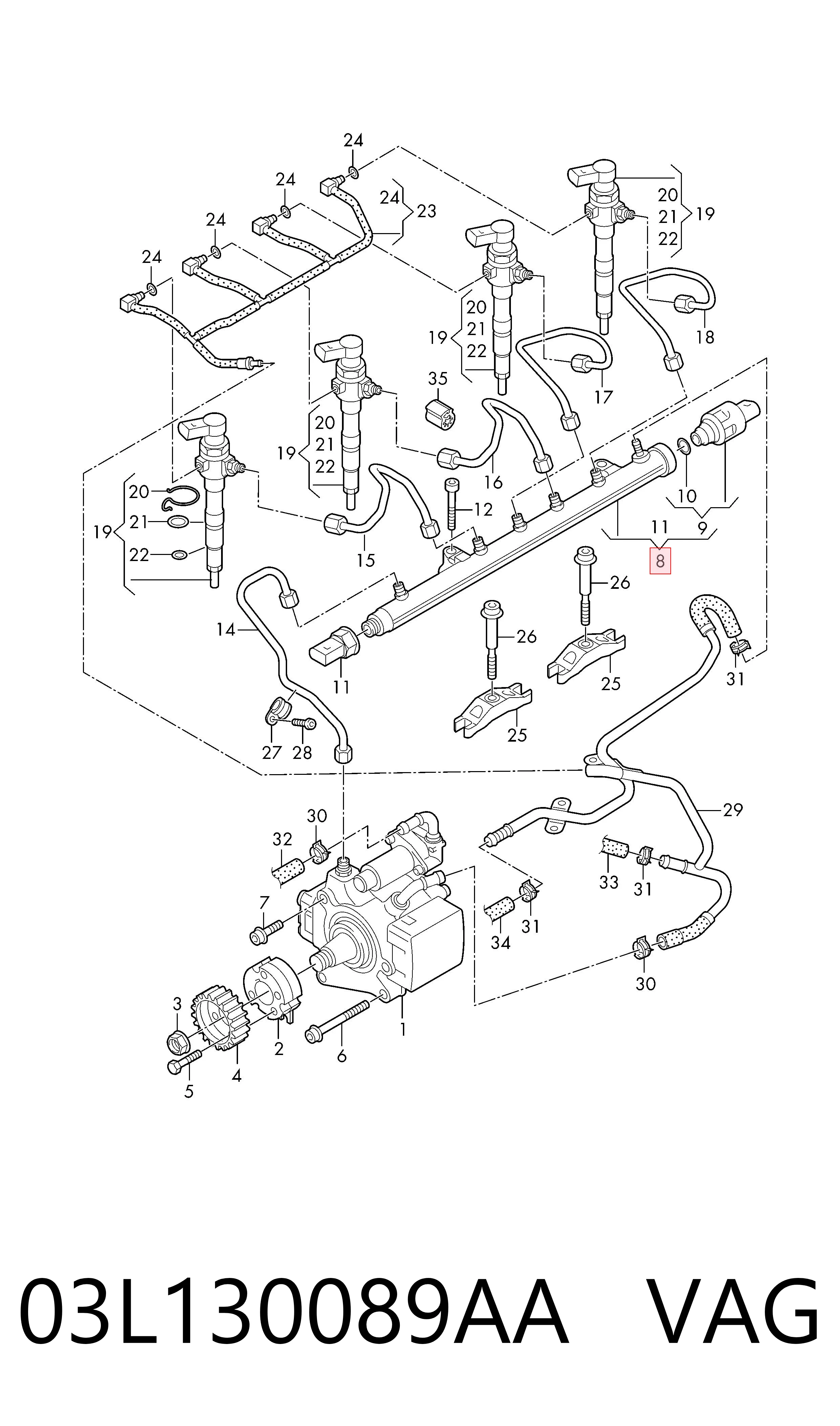 03L130089AA VAG Rampa de combustible