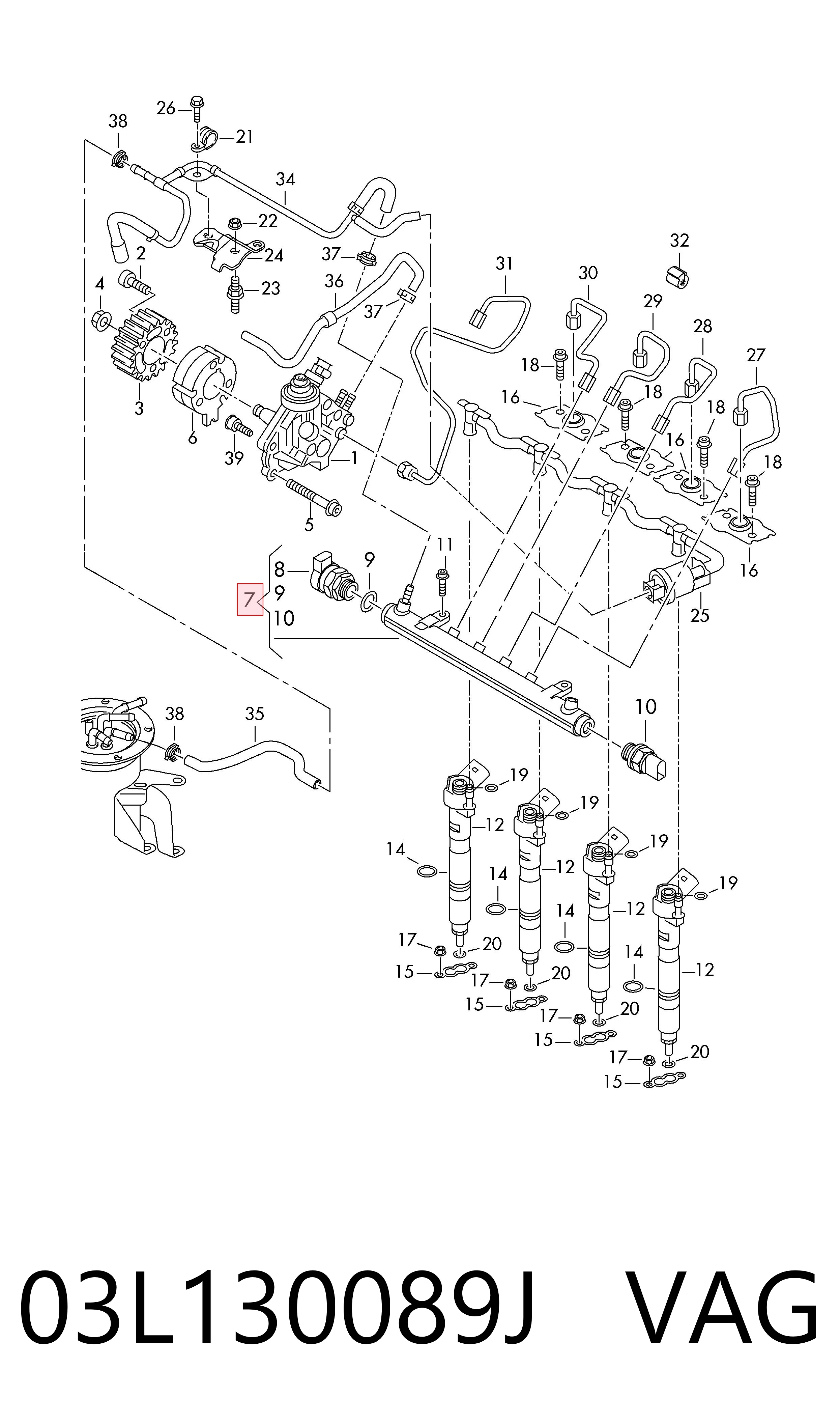 03L130089J VAG Rampa de combustible