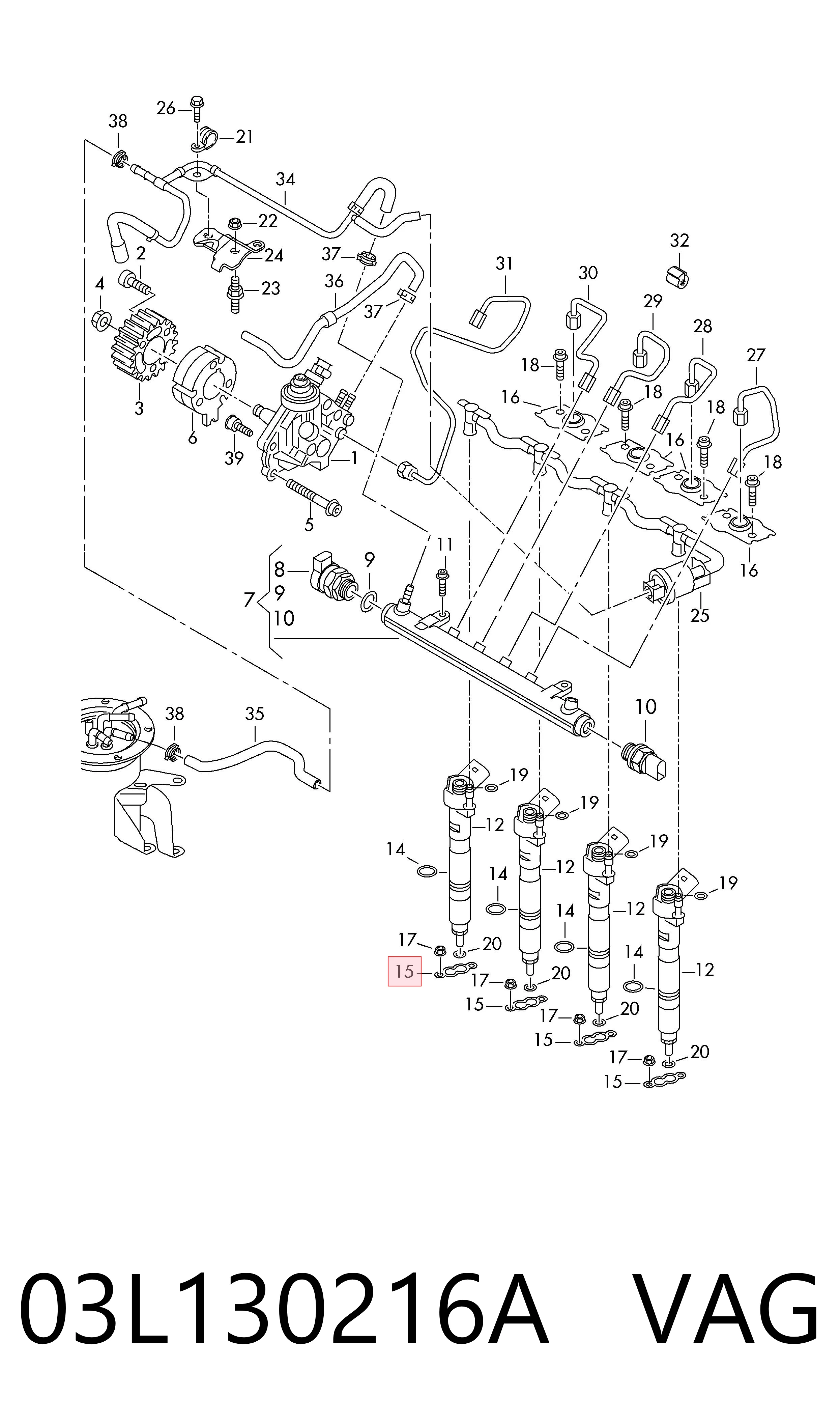 03L130216A VAG Soporte del inyector