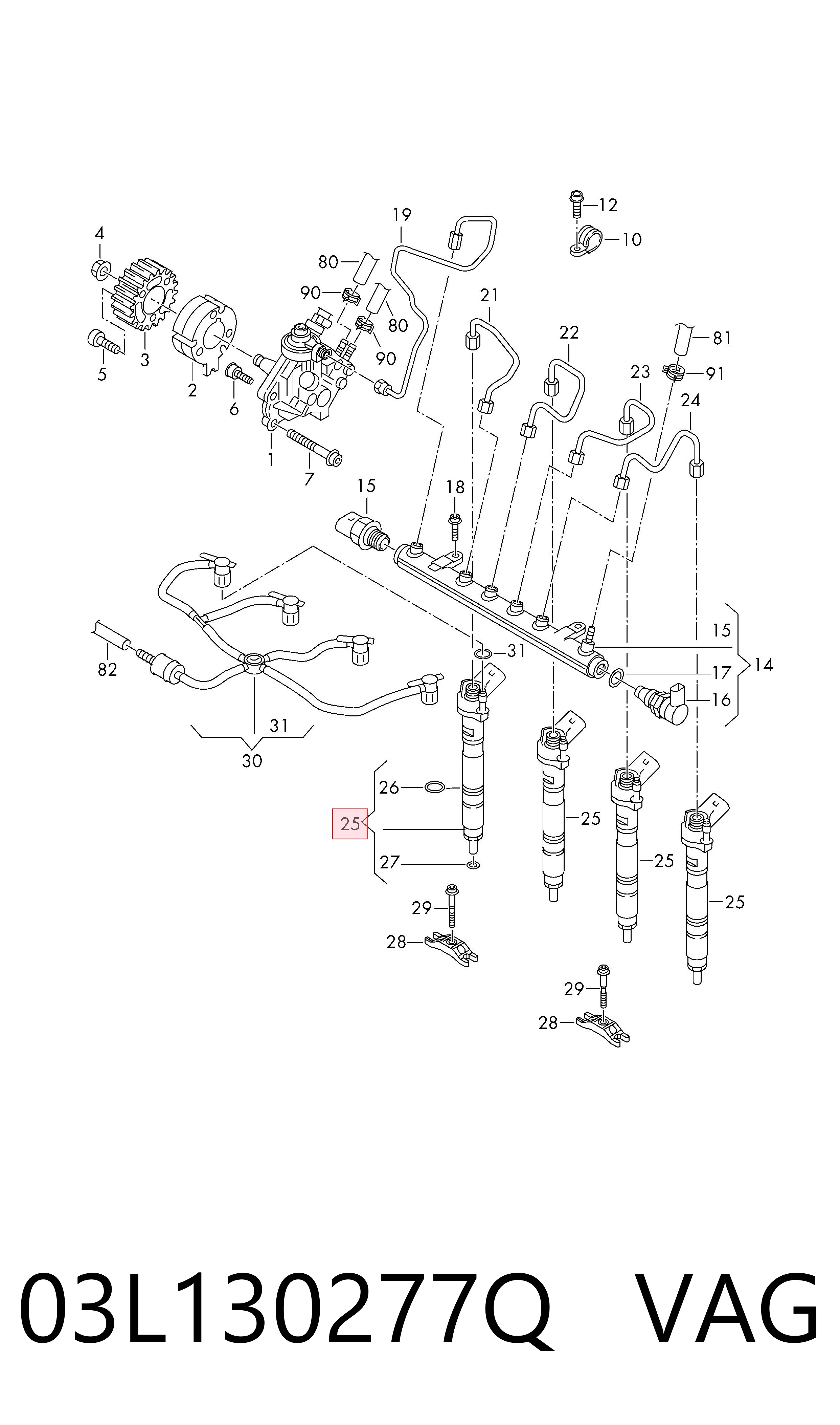 03L130277Q VAG Inyector de combustible