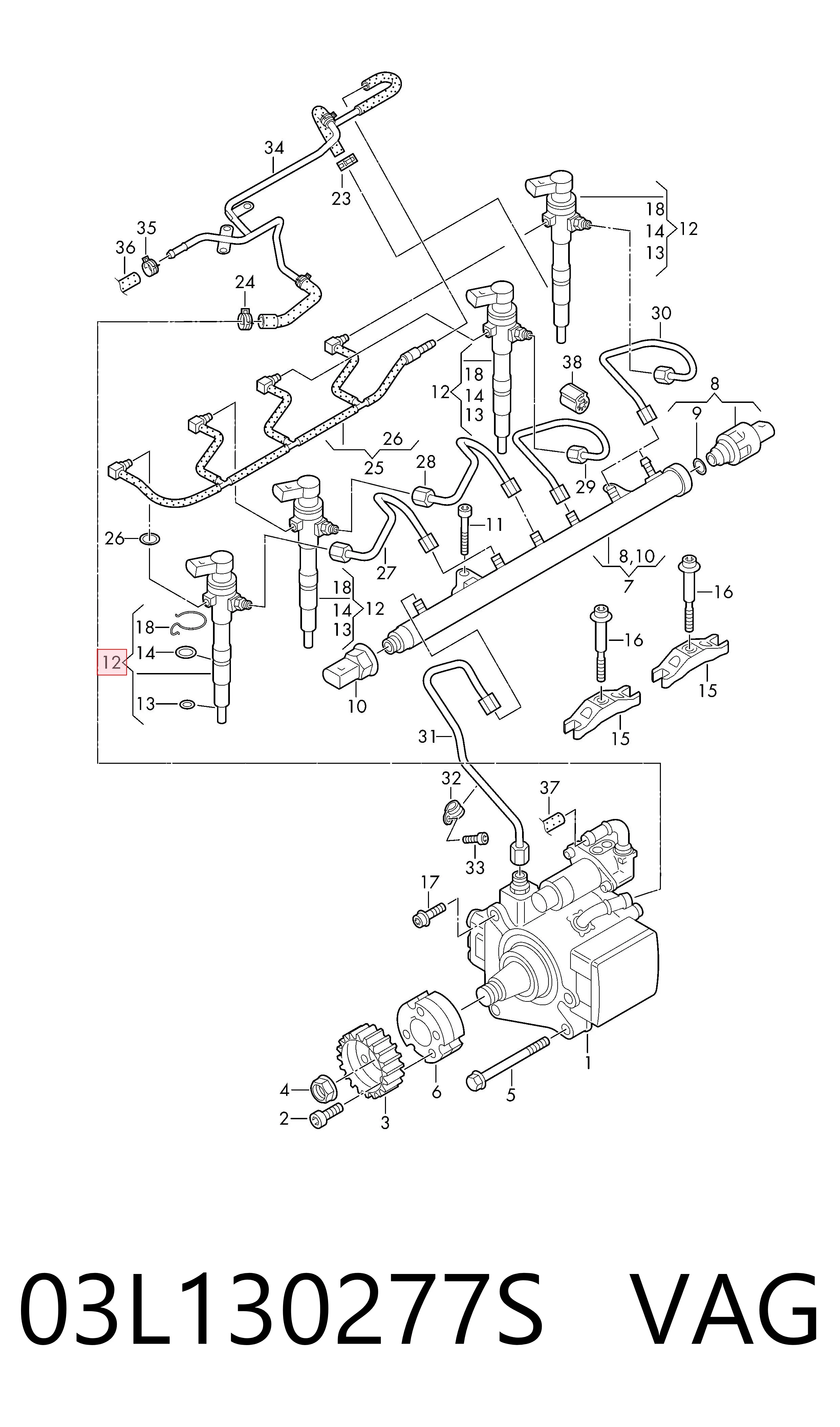 Inyectores VAG 03L130277S precio, desde 332,12 EUR