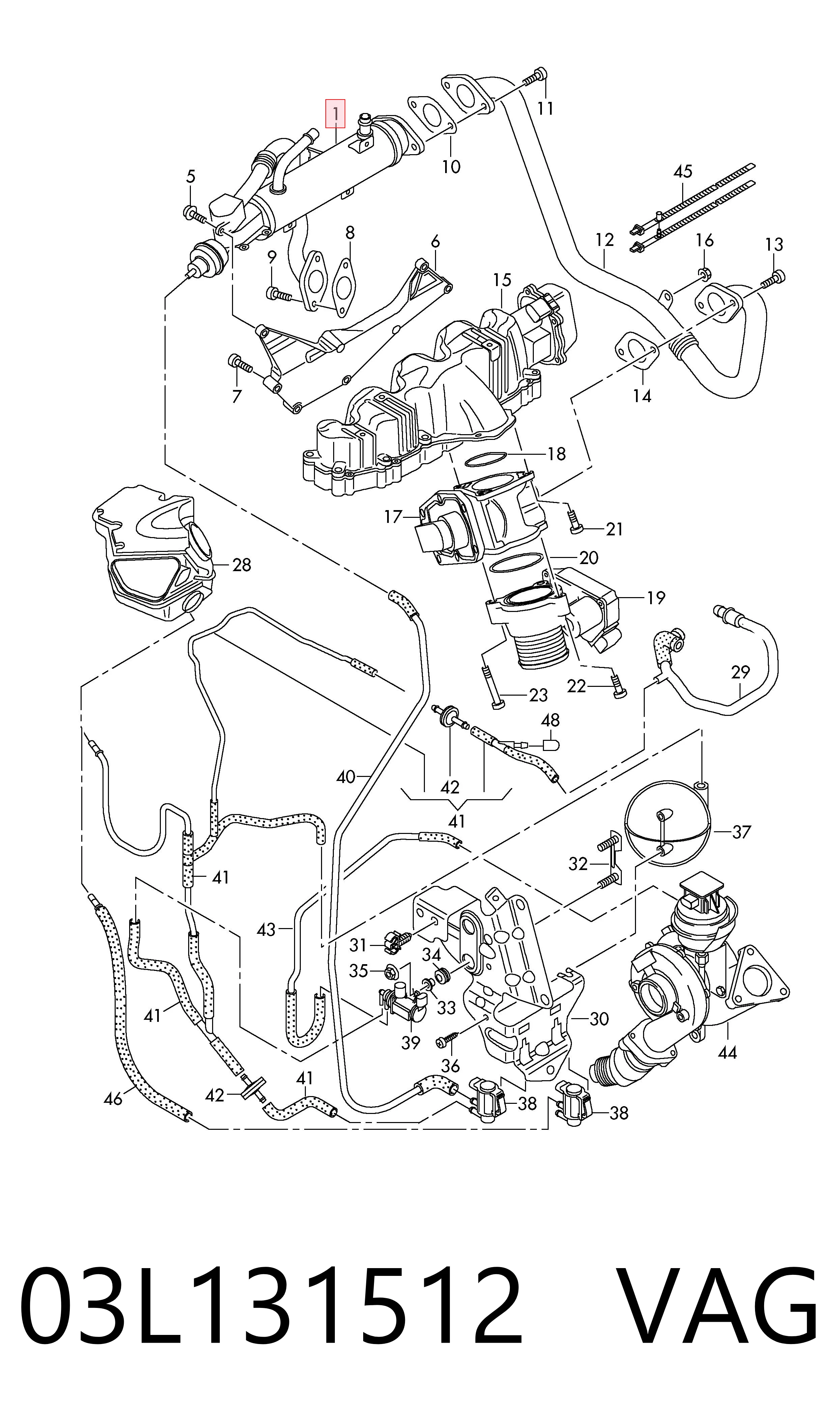 03L131512 VAG Enfriador de recirculación de gases de escape EGR