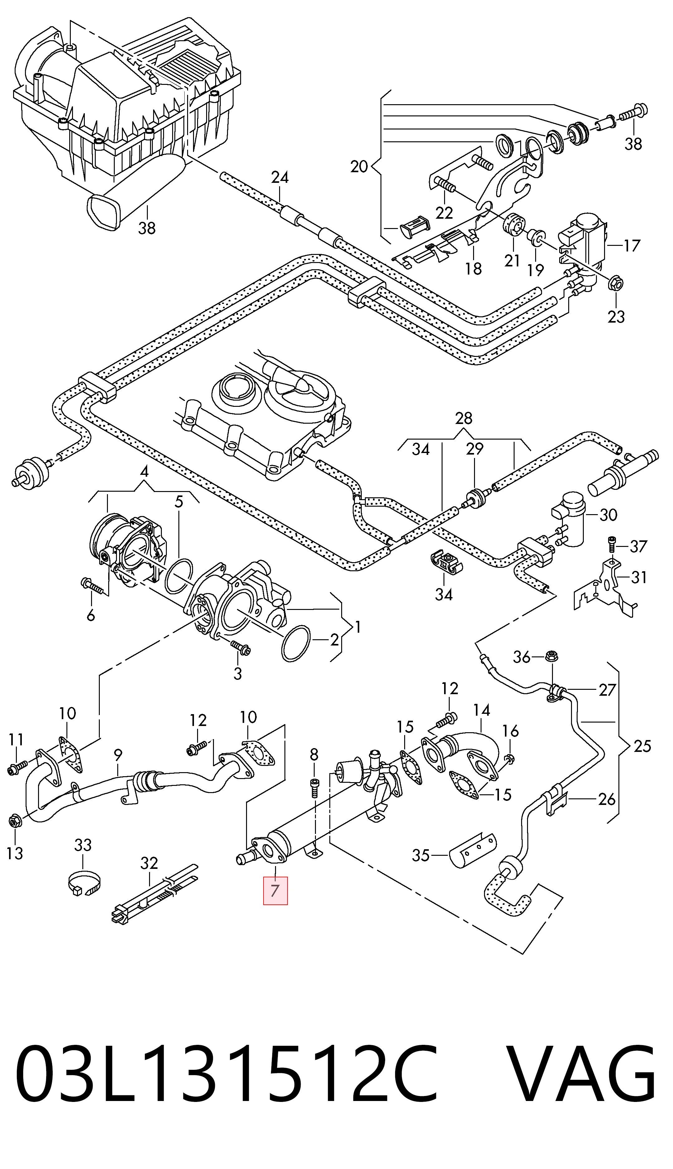 03L131512C VAG Enfriador de recirculación de gases de escape EGR