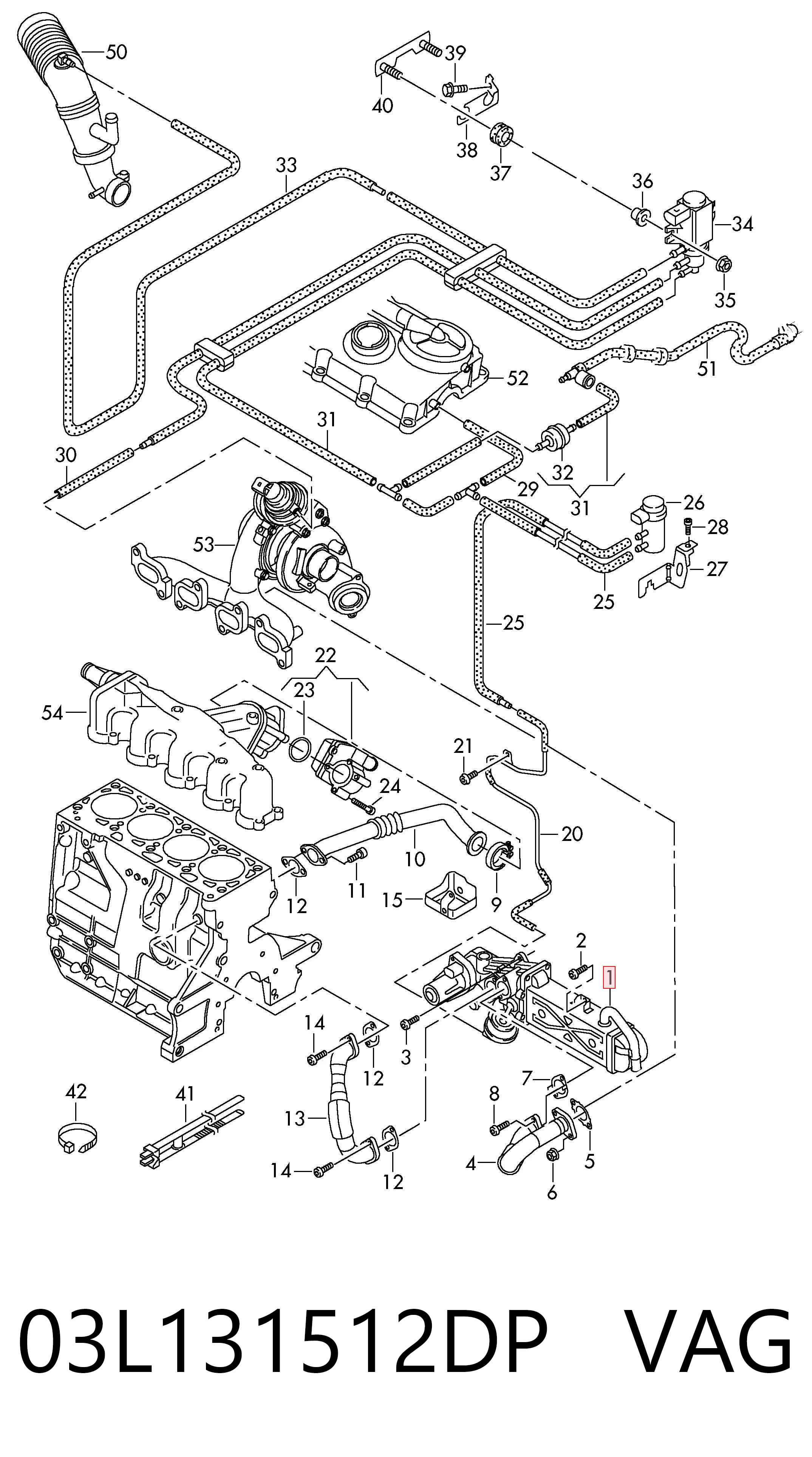 03L131512DP VAG Enfriador de recirculación de gases de escape EGR