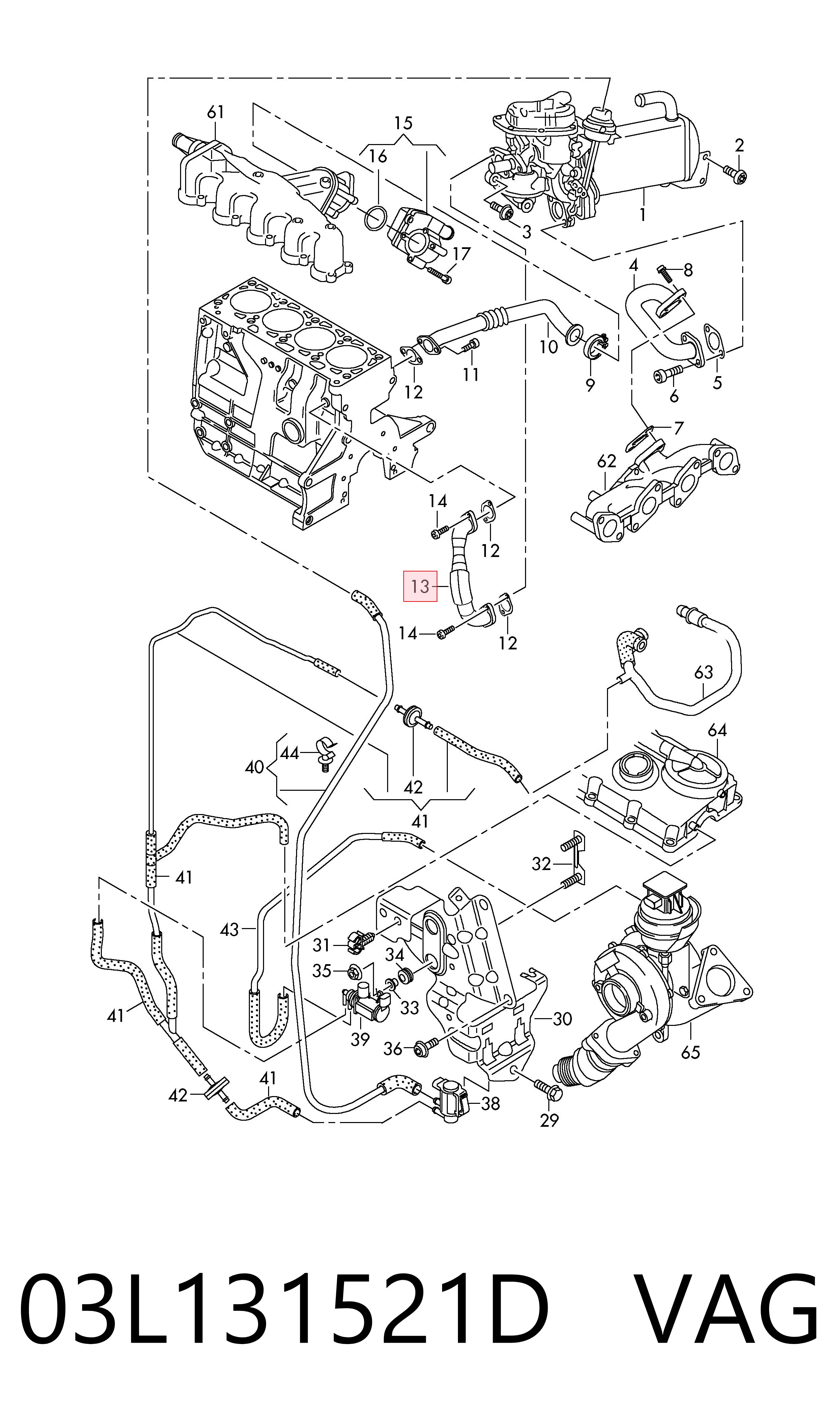 Comprar 03L131521D VAG Tubo del sistema de recirculación de gases de escape EGR