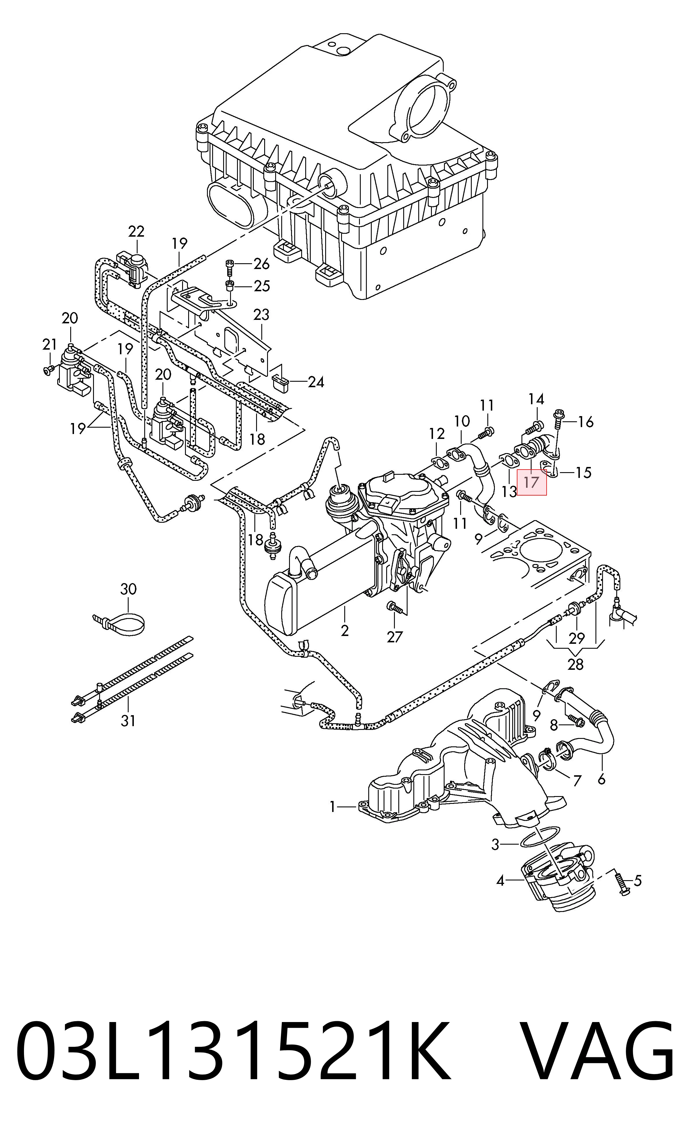 Tubo del sistema de recirculación de gases de escape EGR VAG 03L131521K precio, desde 43,56 EUR