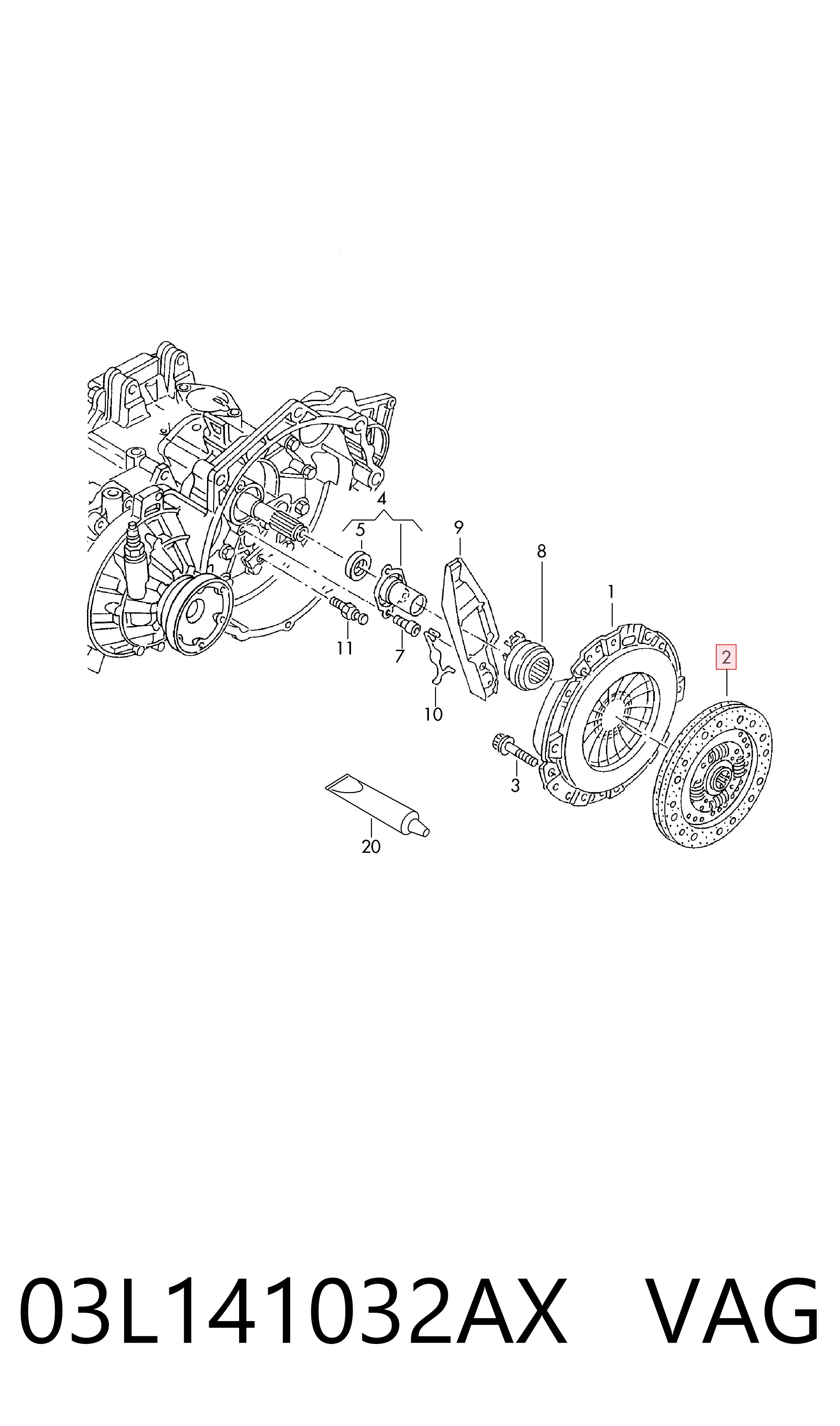 Disco de embrague 03L141032AX VAG