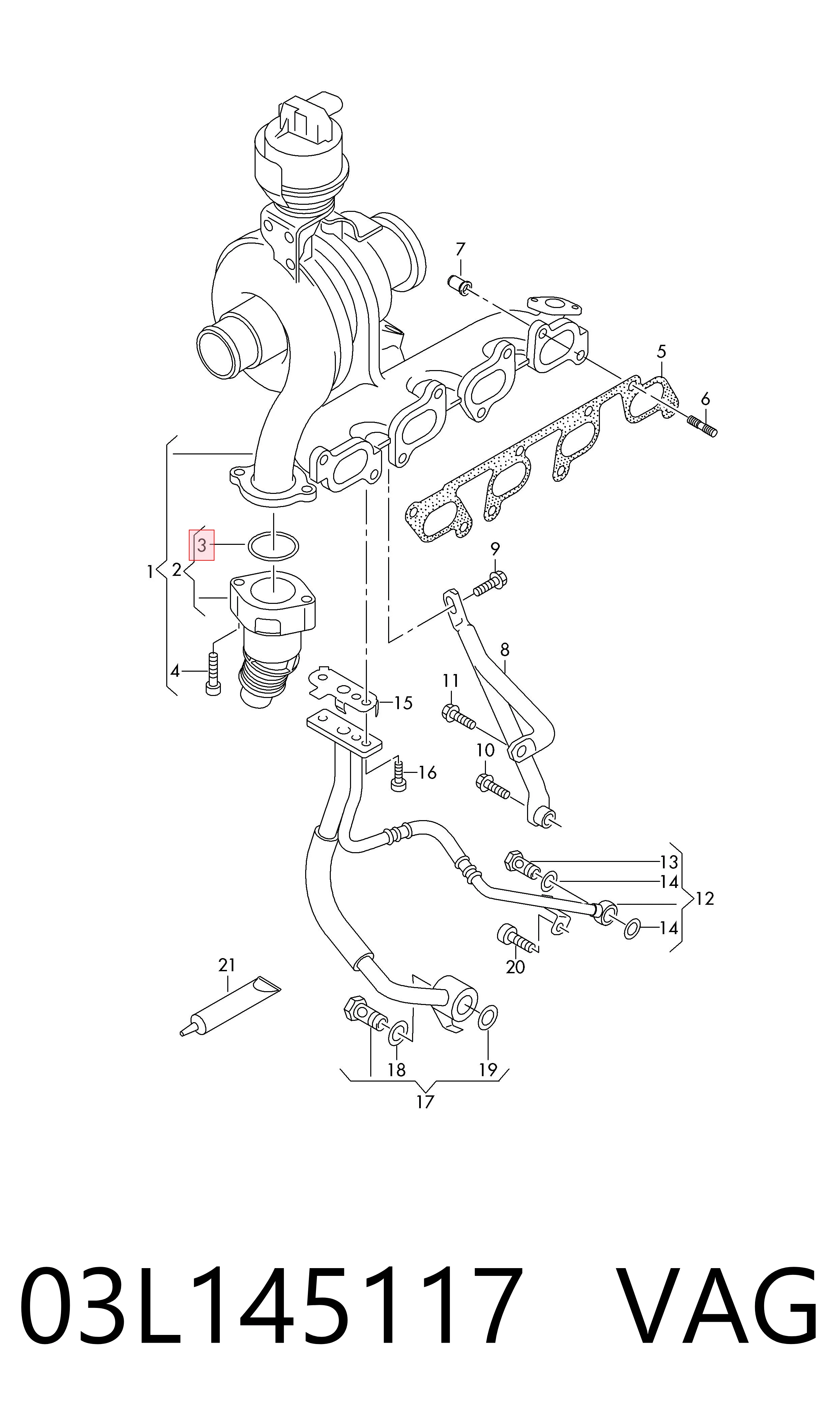 03L145117 VAG Junta de turbina de escape