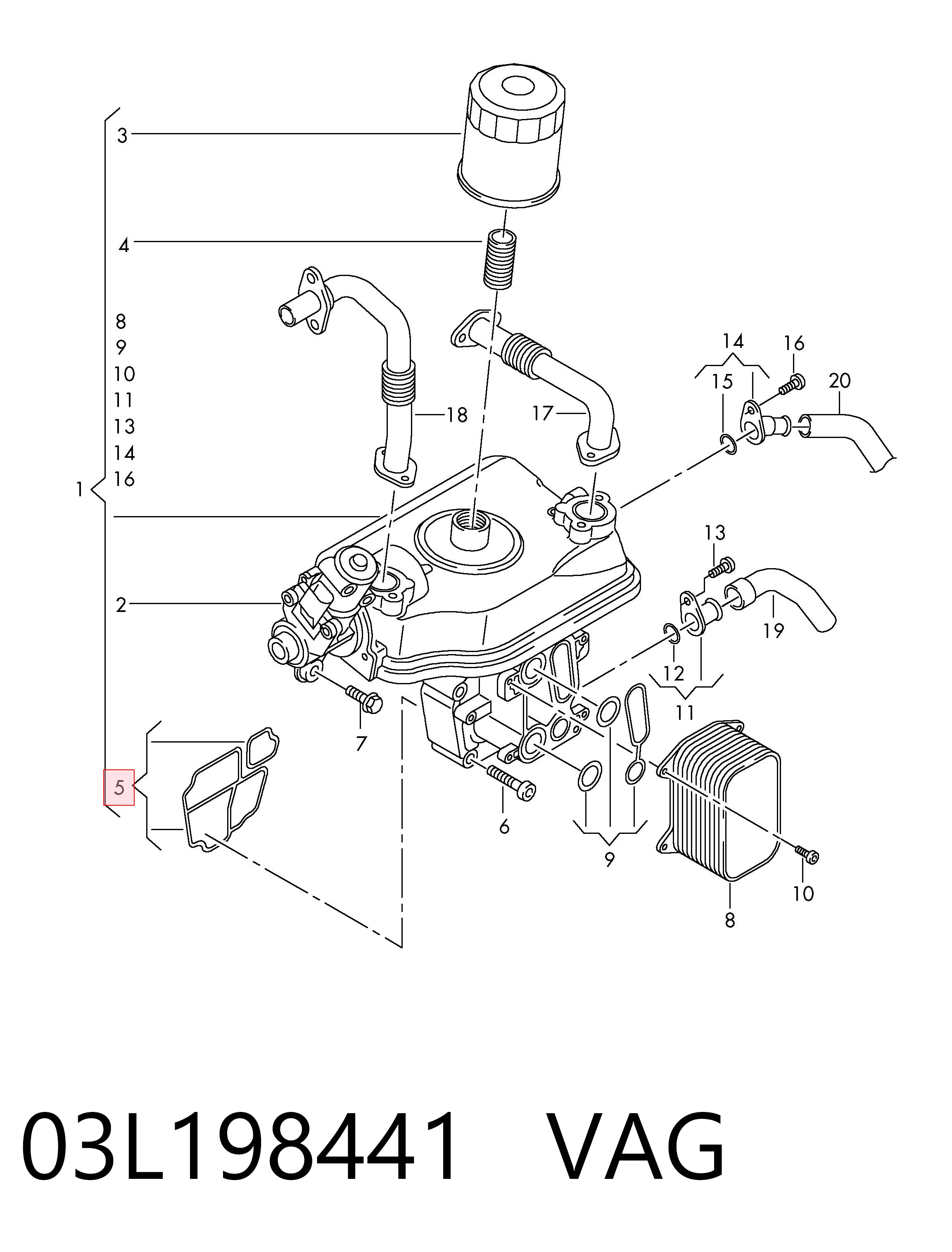 Junta del adaptador del filtro de aceite VAG 03L198441 precio, desde 6,64 EUR