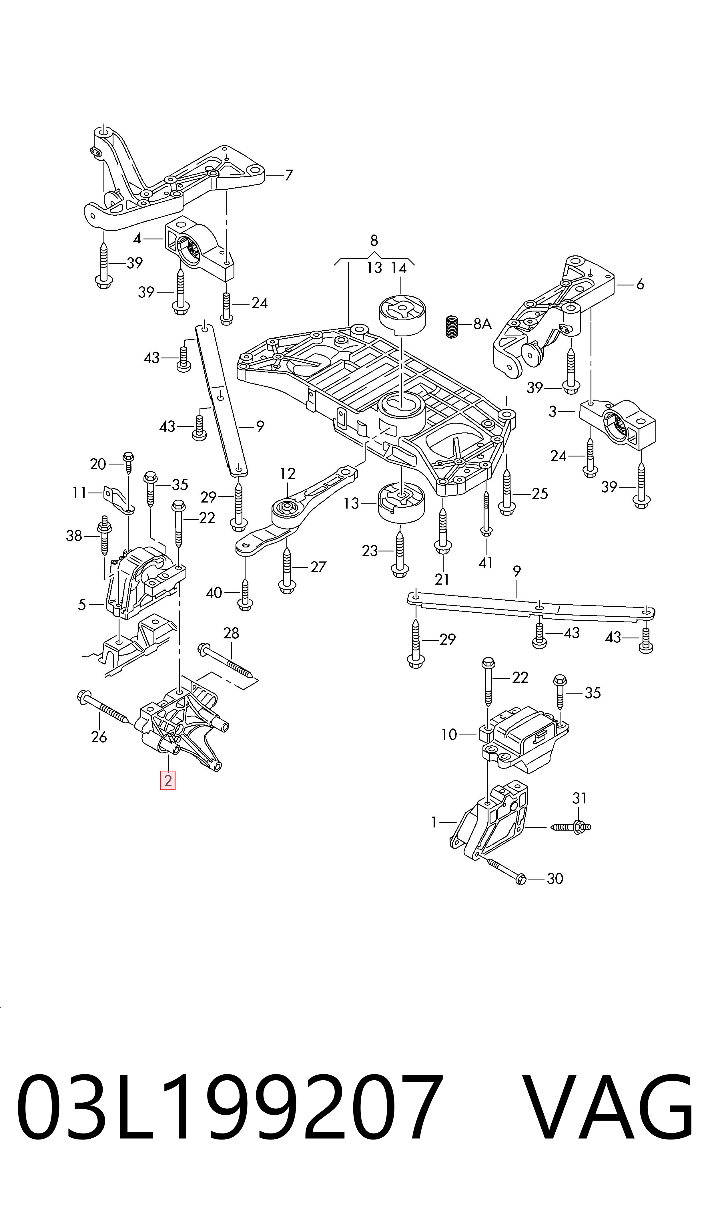 Soporte derecho del motor VAG 03L199207 precio, desde 43,56 EUR