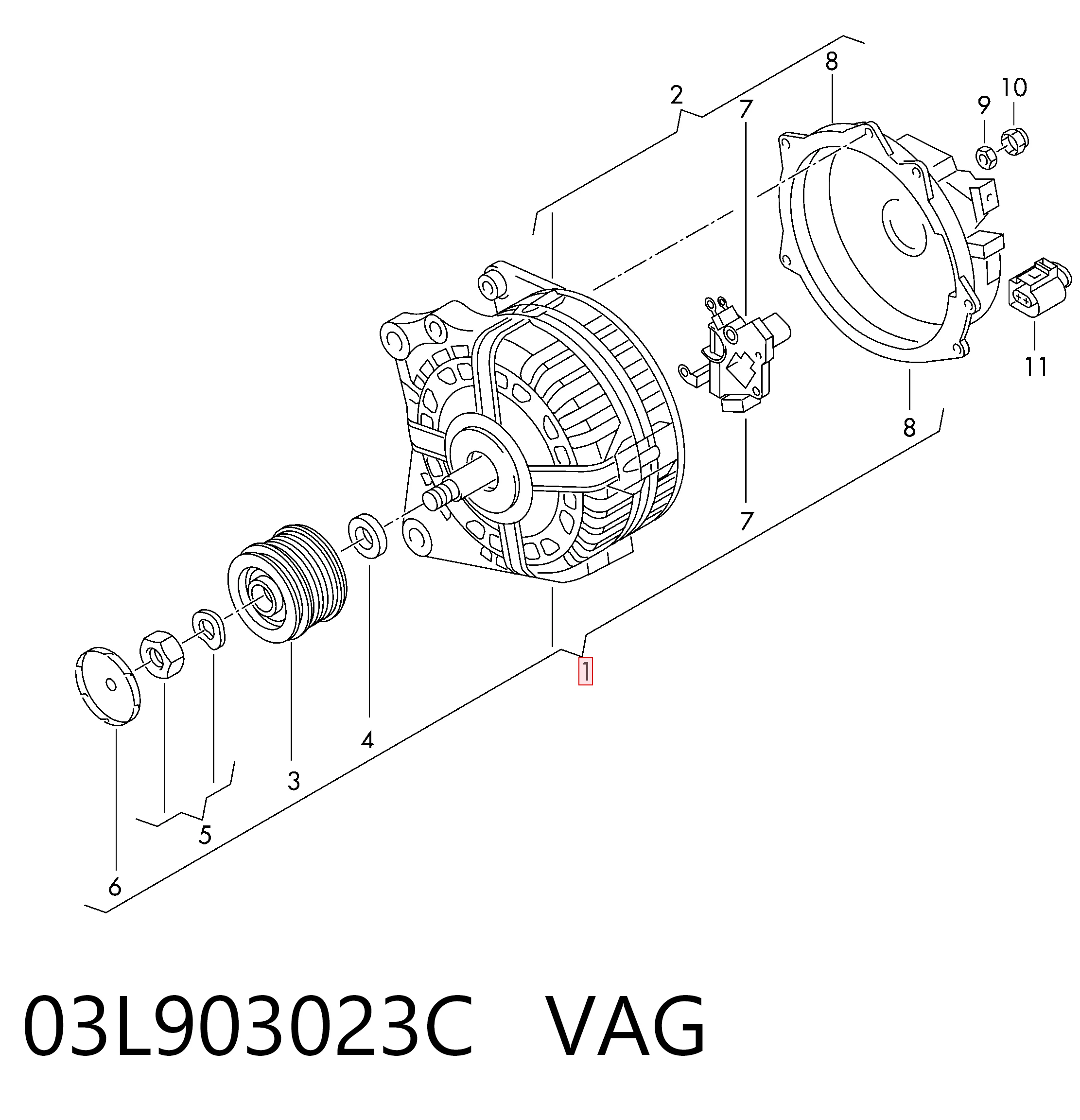 03L903023C VAG Alternador de coche