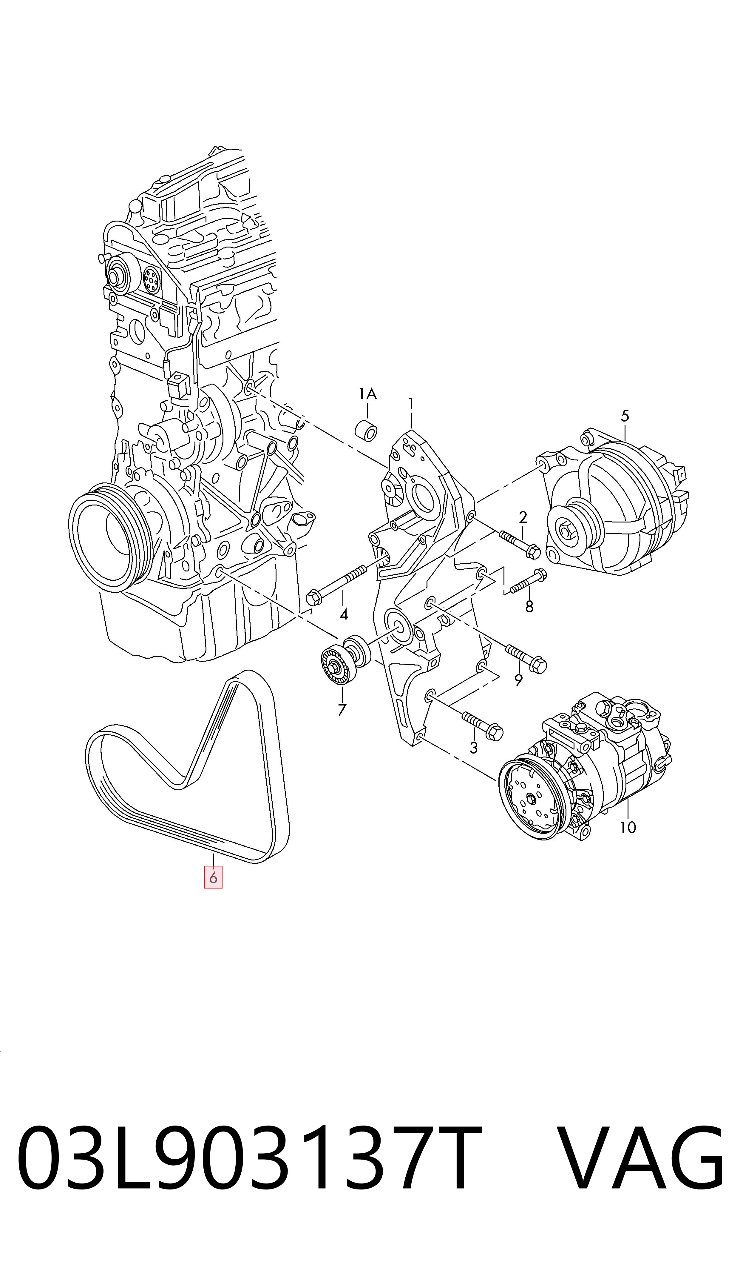 03L903137T VAG Correa poly v